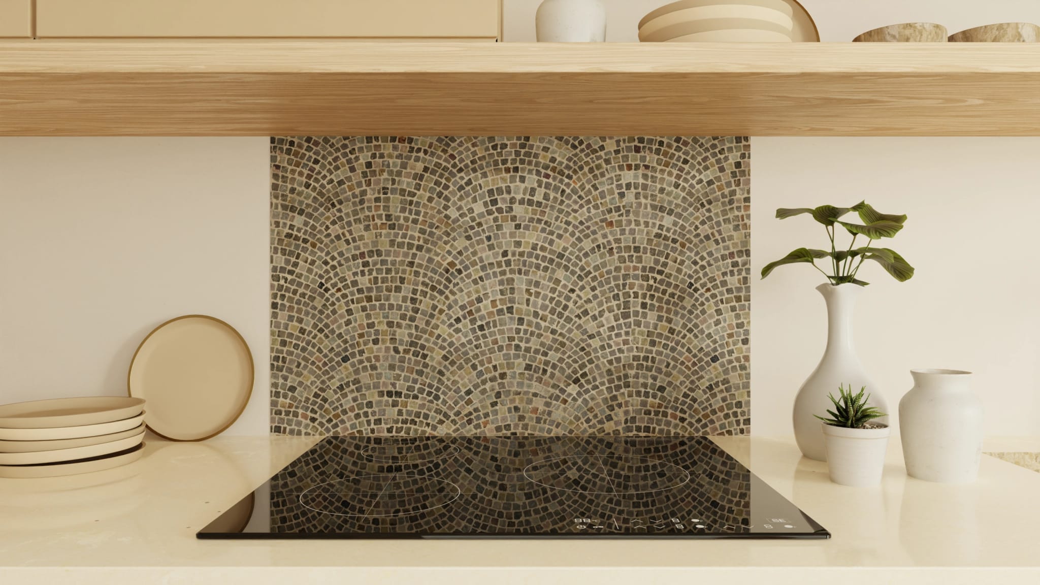 Spritzschutz - Pflastermosaik Fächer