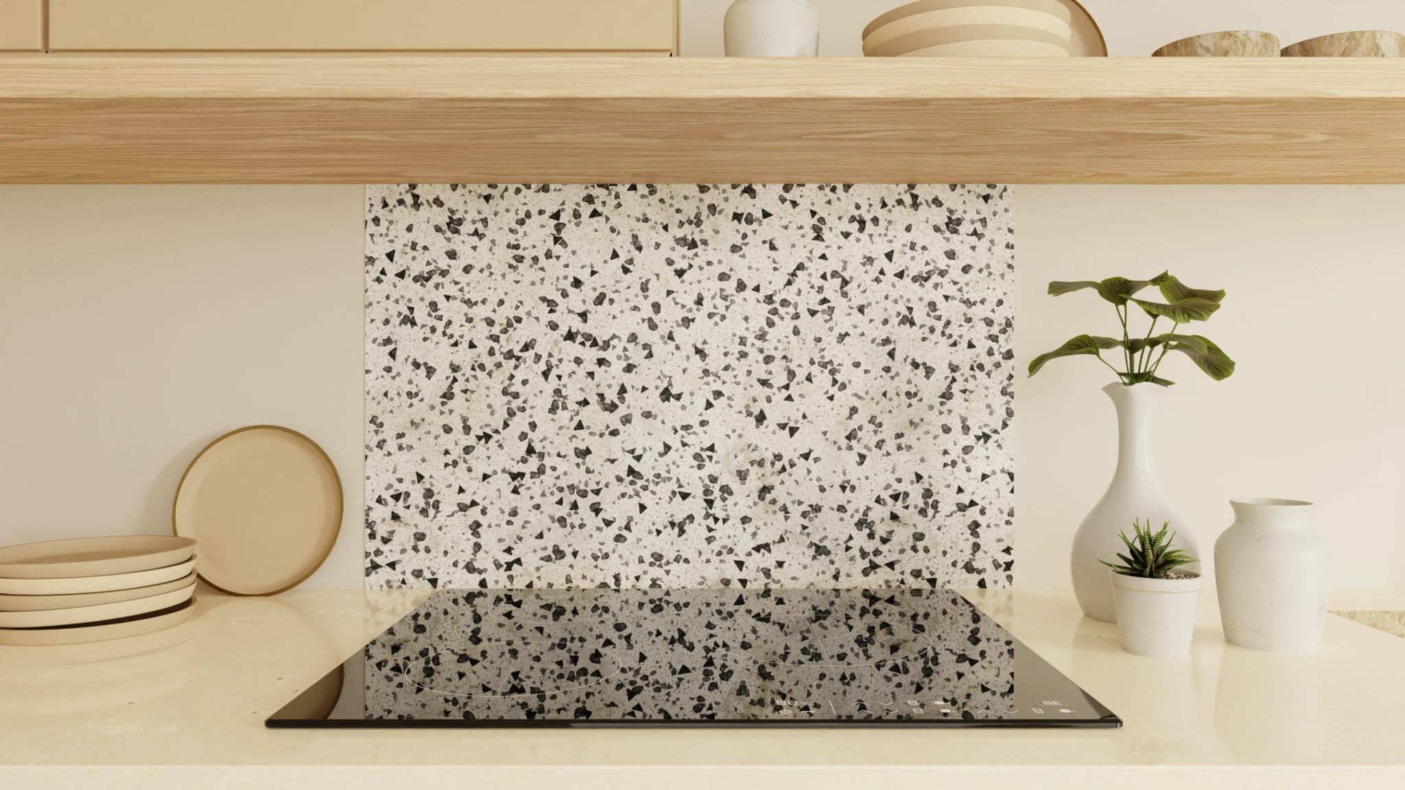 Spritzschutz - Terrazzo Schwarz-Weiß