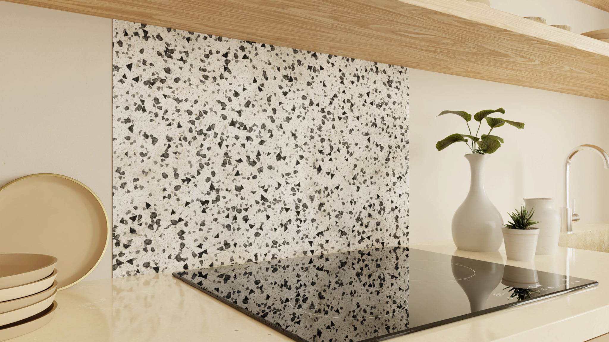 Spritzschutz - Terrazzo Schwarz-Weiß – Bild 2