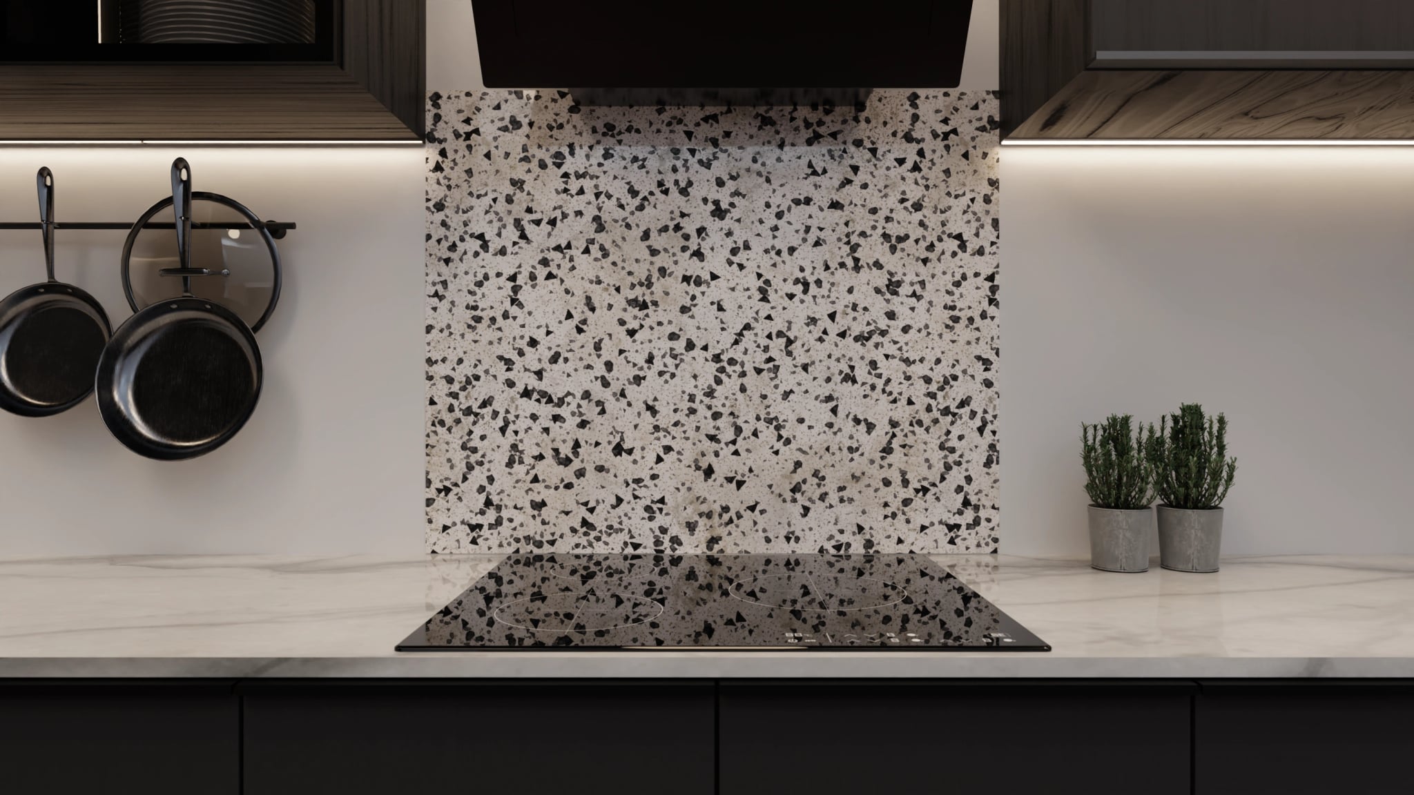 Spritzschutz - Terrazzo Schwarz-Weiß – Bild 3