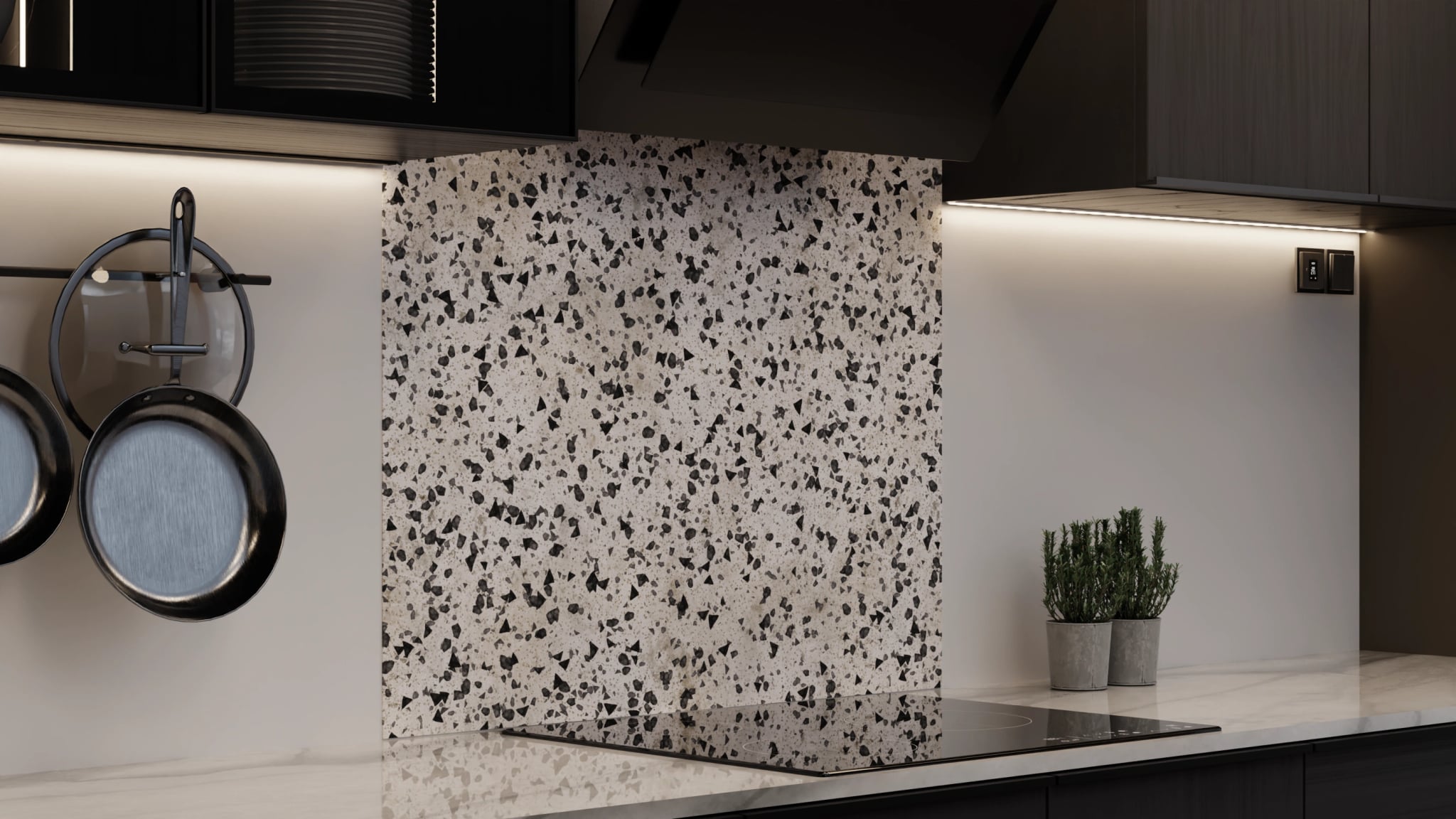 Spritzschutz - Terrazzo Schwarz-Weiß – Bild 4