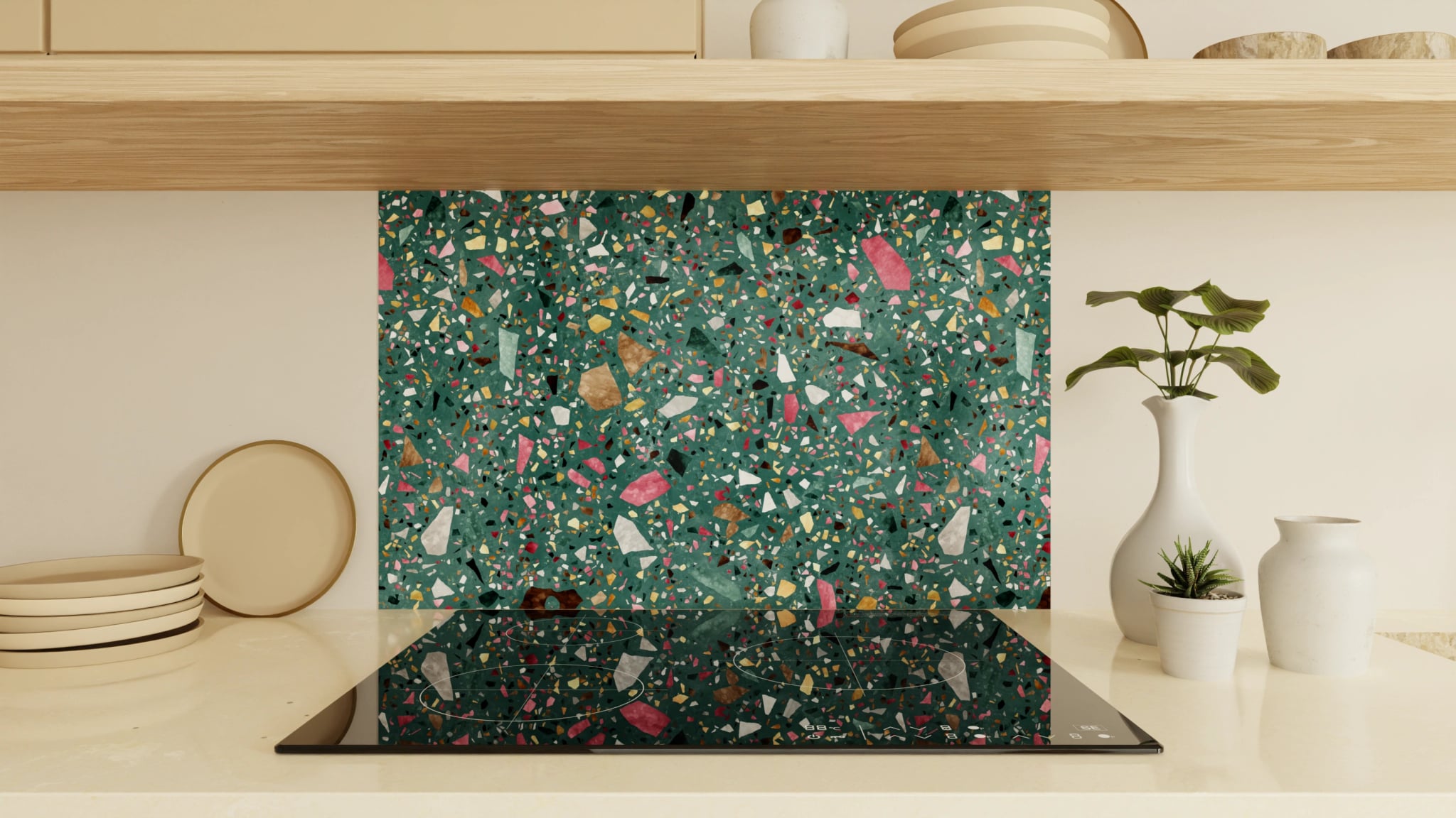 Spritzschutz - Terrazzo Petrol Bunt – Bild 1