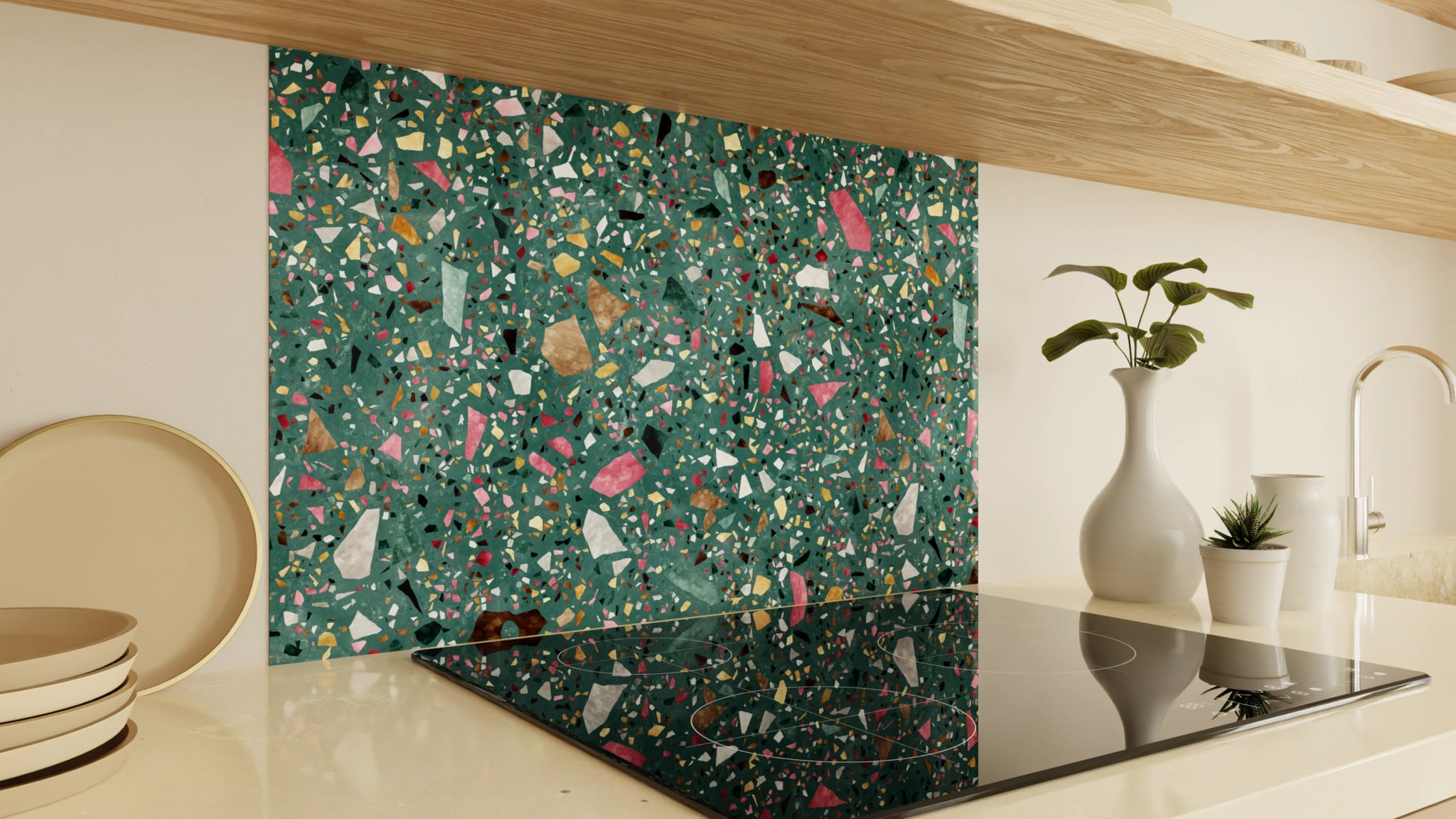 Spritzschutz - Terrazzo Petrol Bunt – Bild 2