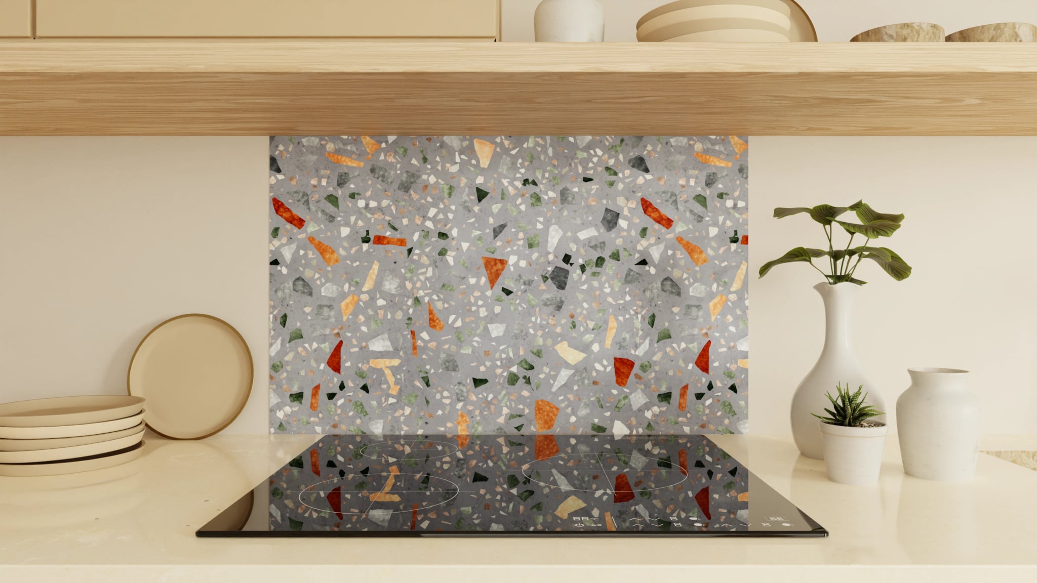 Spritzschutz - Terrazzo Grau-Orange – Bild 1