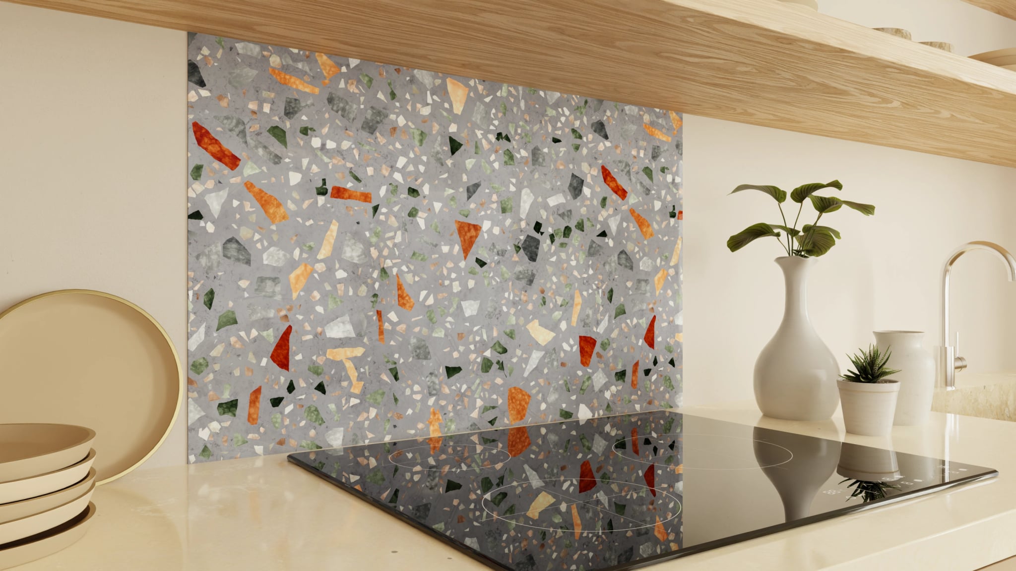 Spritzschutz - Terrazzo Grau-Orange – Bild 2