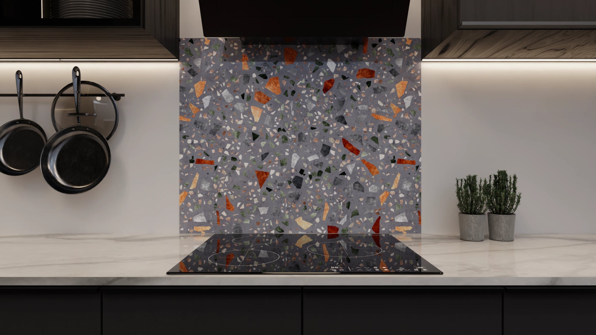 Spritzschutz - Terrazzo Grau-Orange – Bild 3