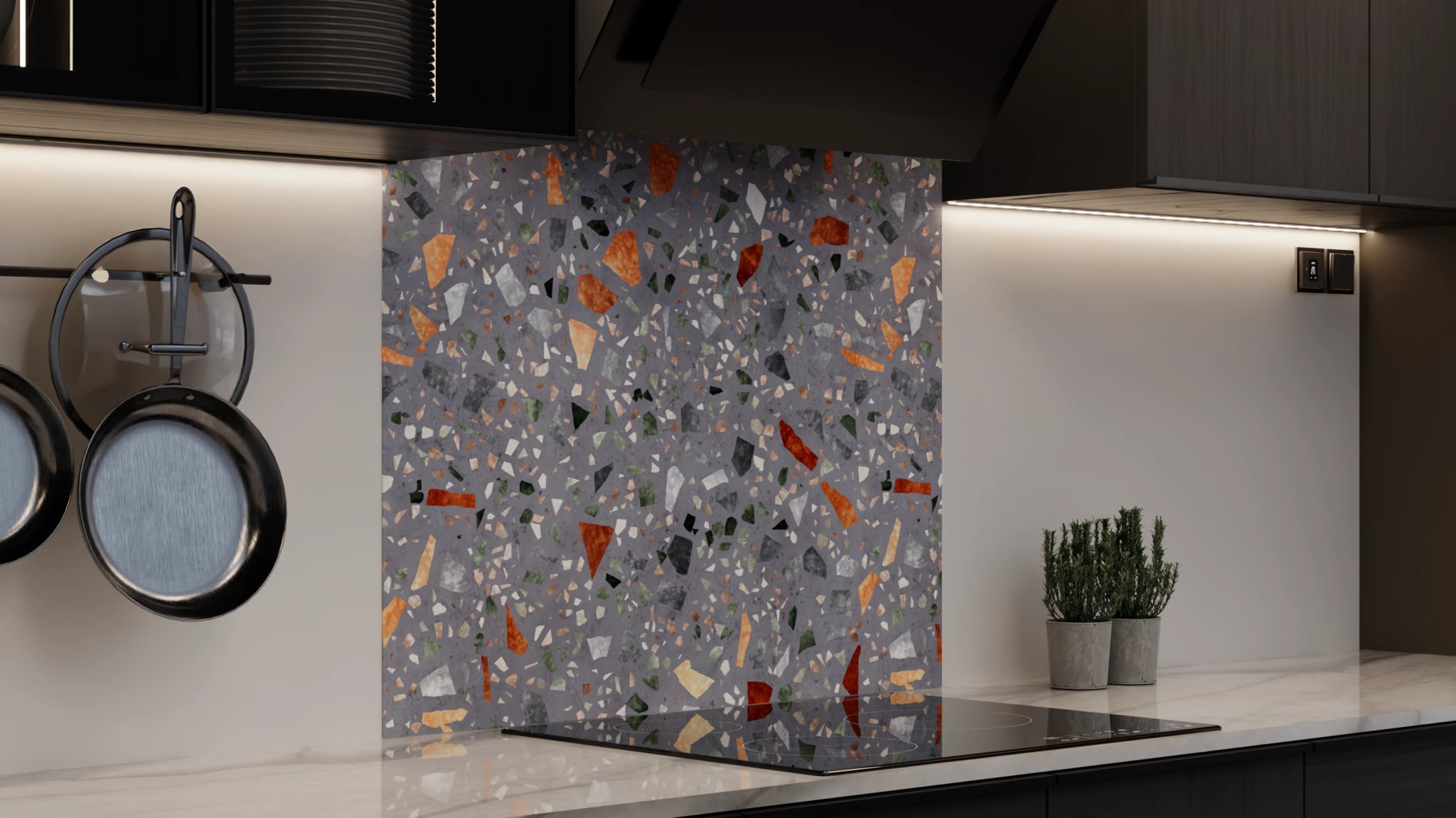 Spritzschutz - Terrazzo Grau-Orange – Bild 4