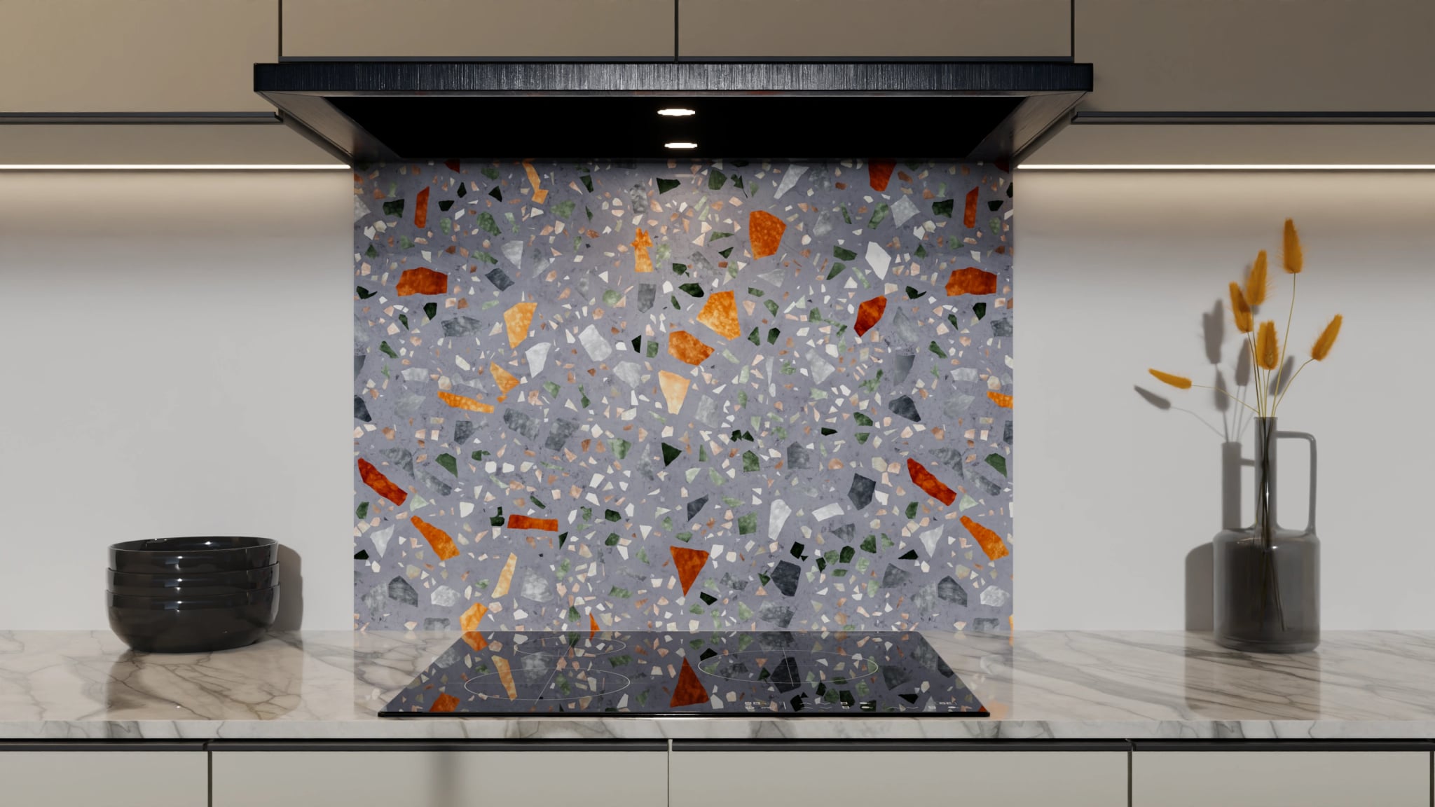 Spritzschutz - Terrazzo Grau-Orange – Bild 5