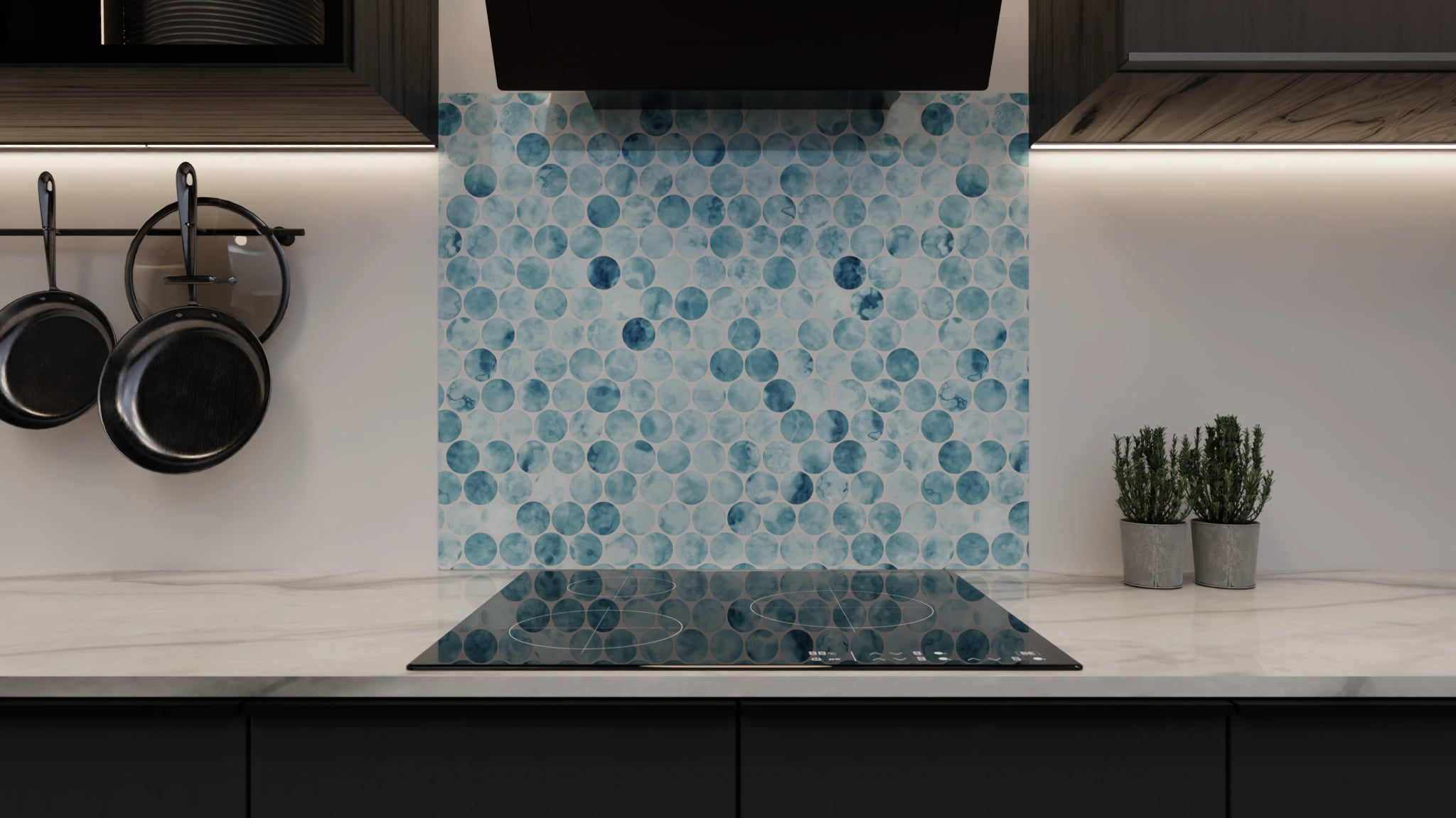 Spritzschutz - Penny-Mosaik Blau-Aquarell – Bild 3