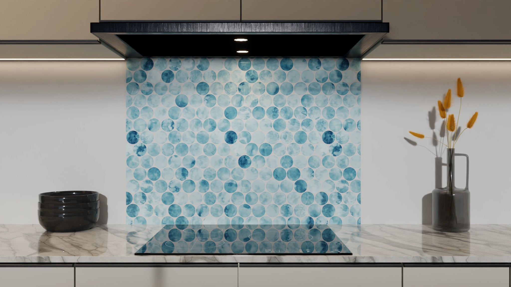 Spritzschutz - Penny-Mosaik Blau-Aquarell – Bild 5