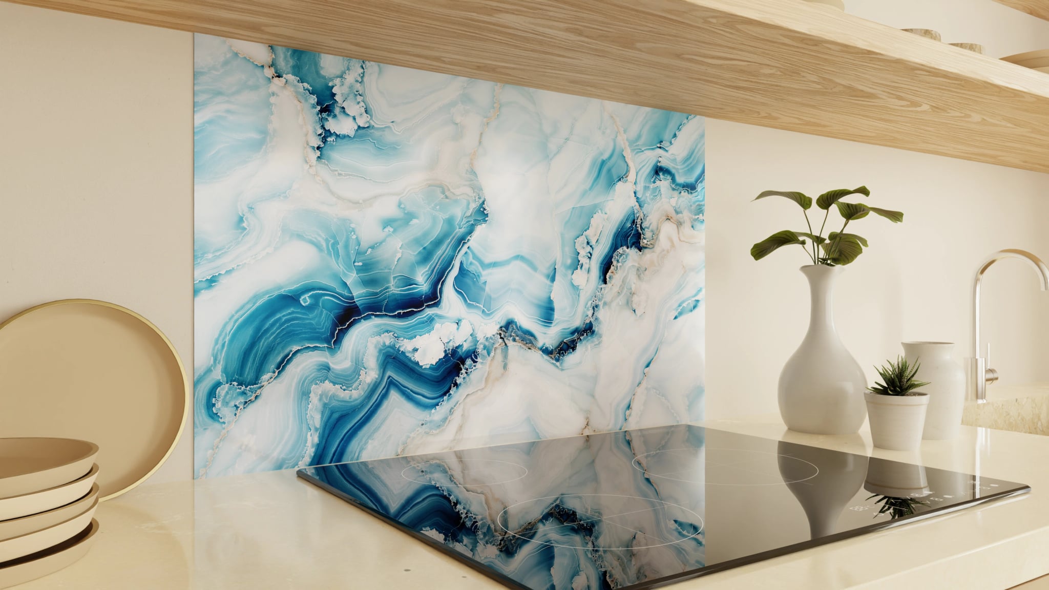 Spritzschutz - Onyx-Marmor Eisblau – Bild 2