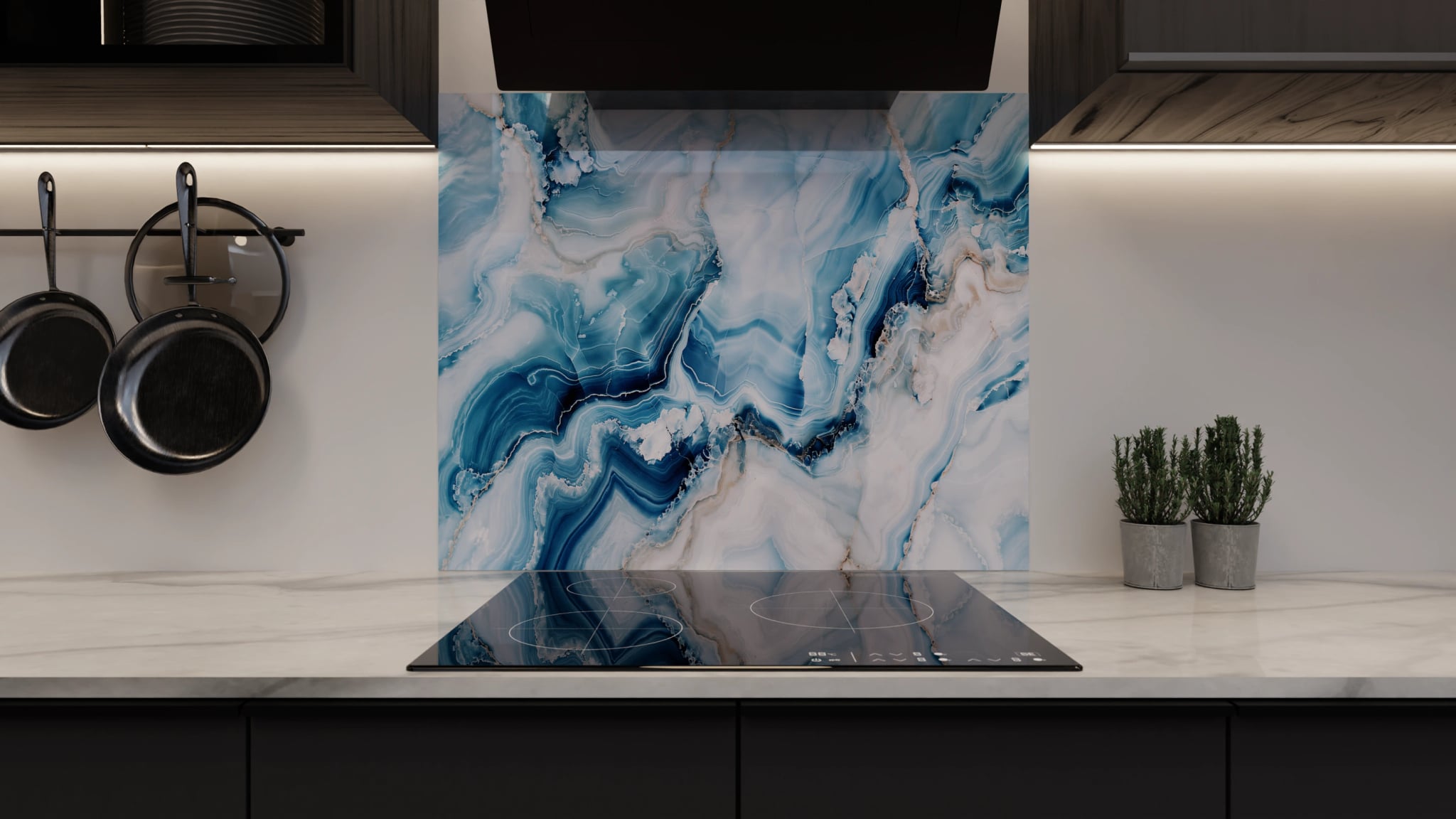 Spritzschutz - Onyx-Marmor Eisblau – Bild 3