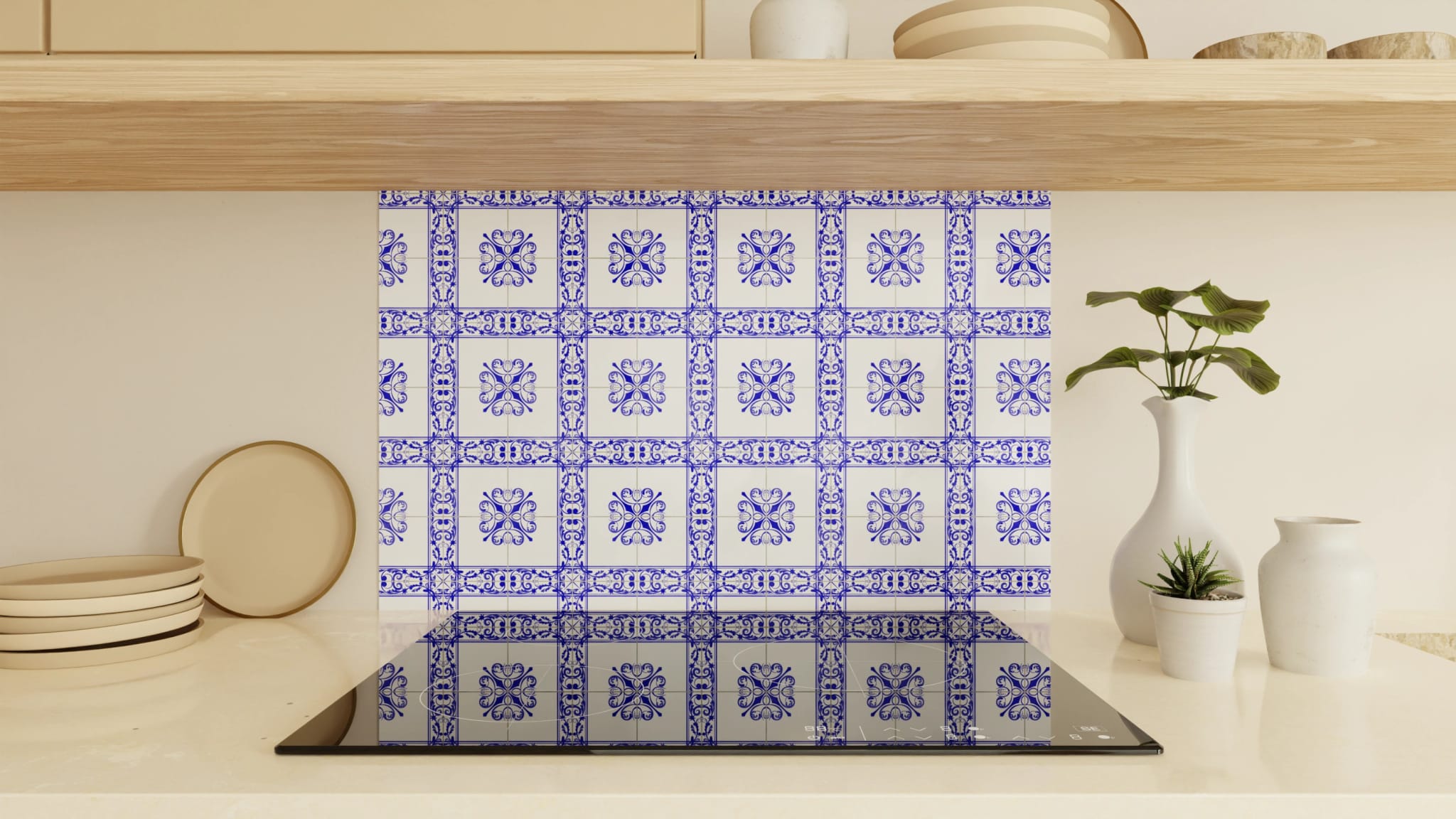 Spritzschutz - Azulejo Rahmen Kobalt