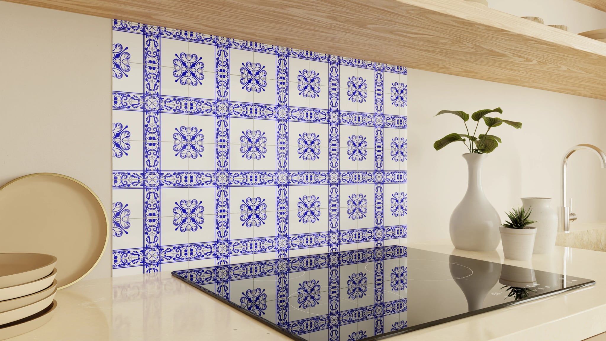 Spritzschutz - Azulejo Rahmen Kobalt – Bild 2