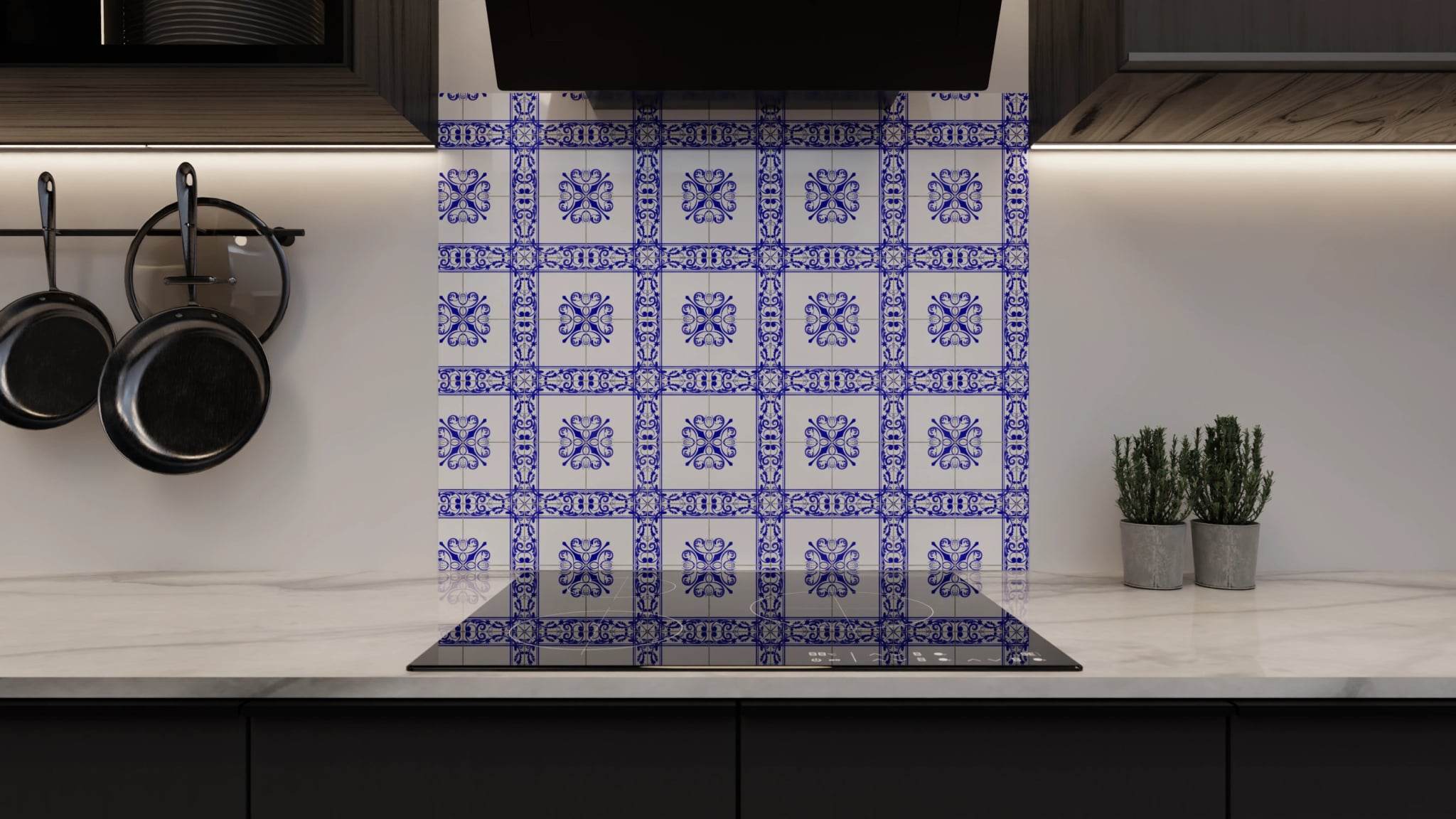 Spritzschutz - Azulejo Rahmen Kobalt – Bild 3