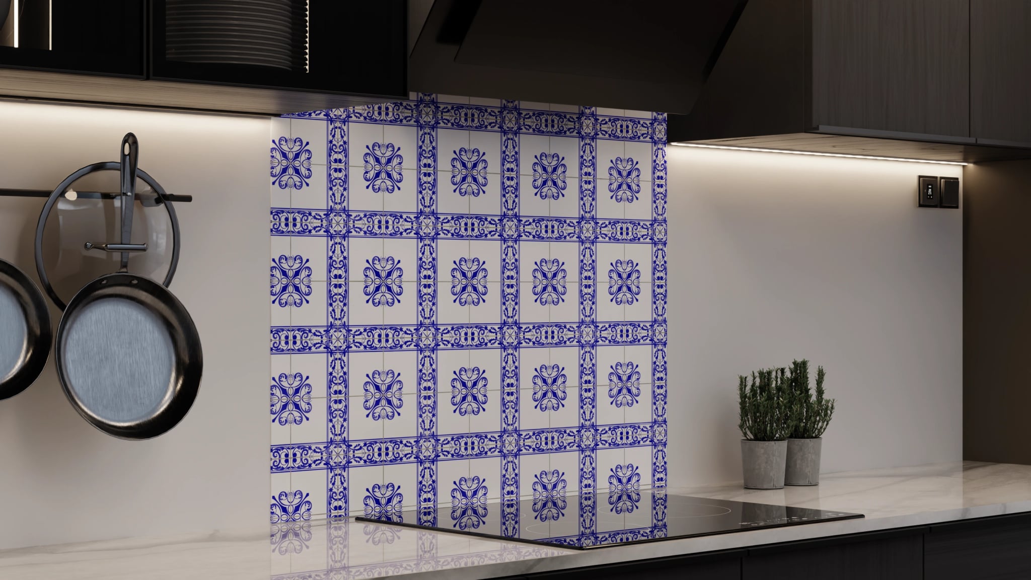 Spritzschutz - Azulejo Rahmen Kobalt – Bild 4
