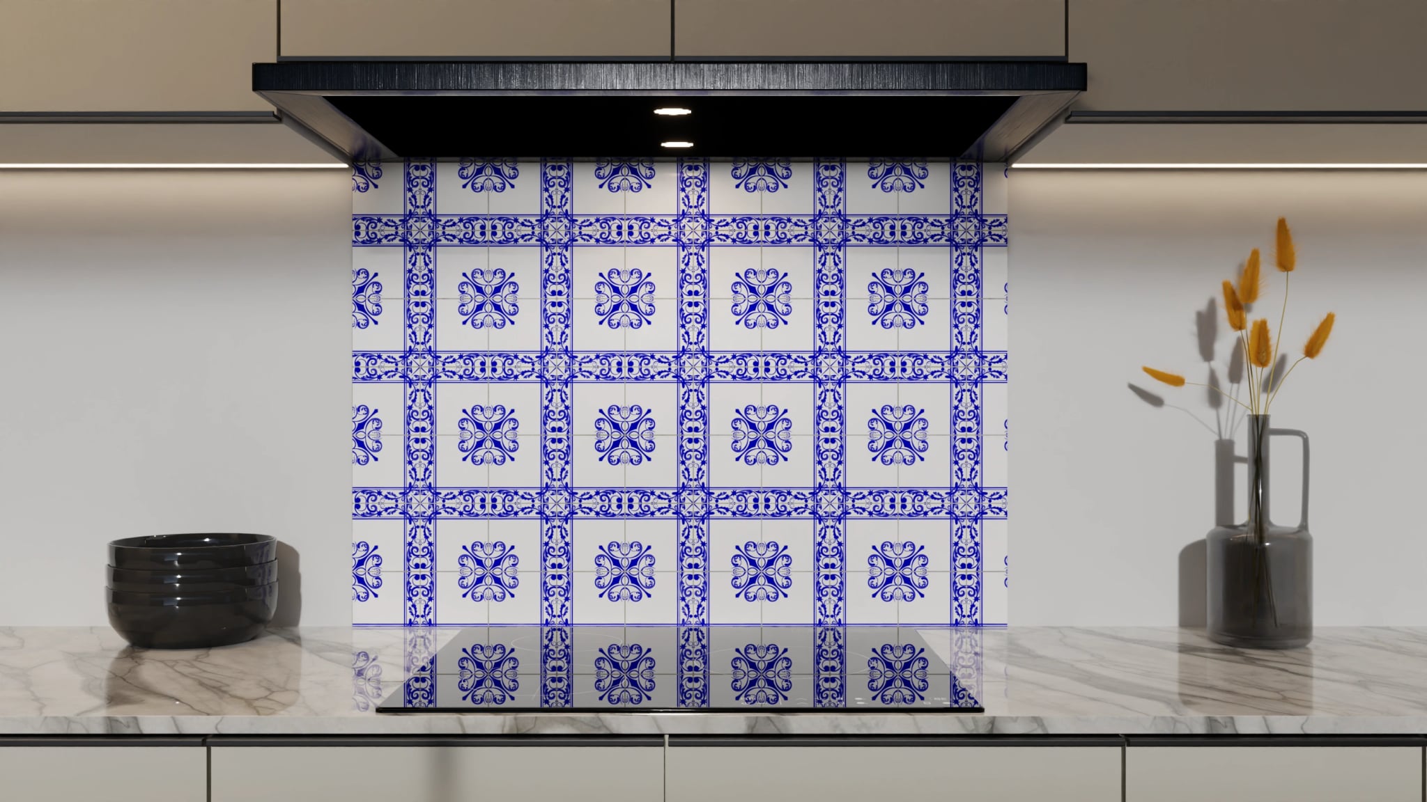 Spritzschutz - Azulejo Rahmen Kobalt – Bild 5