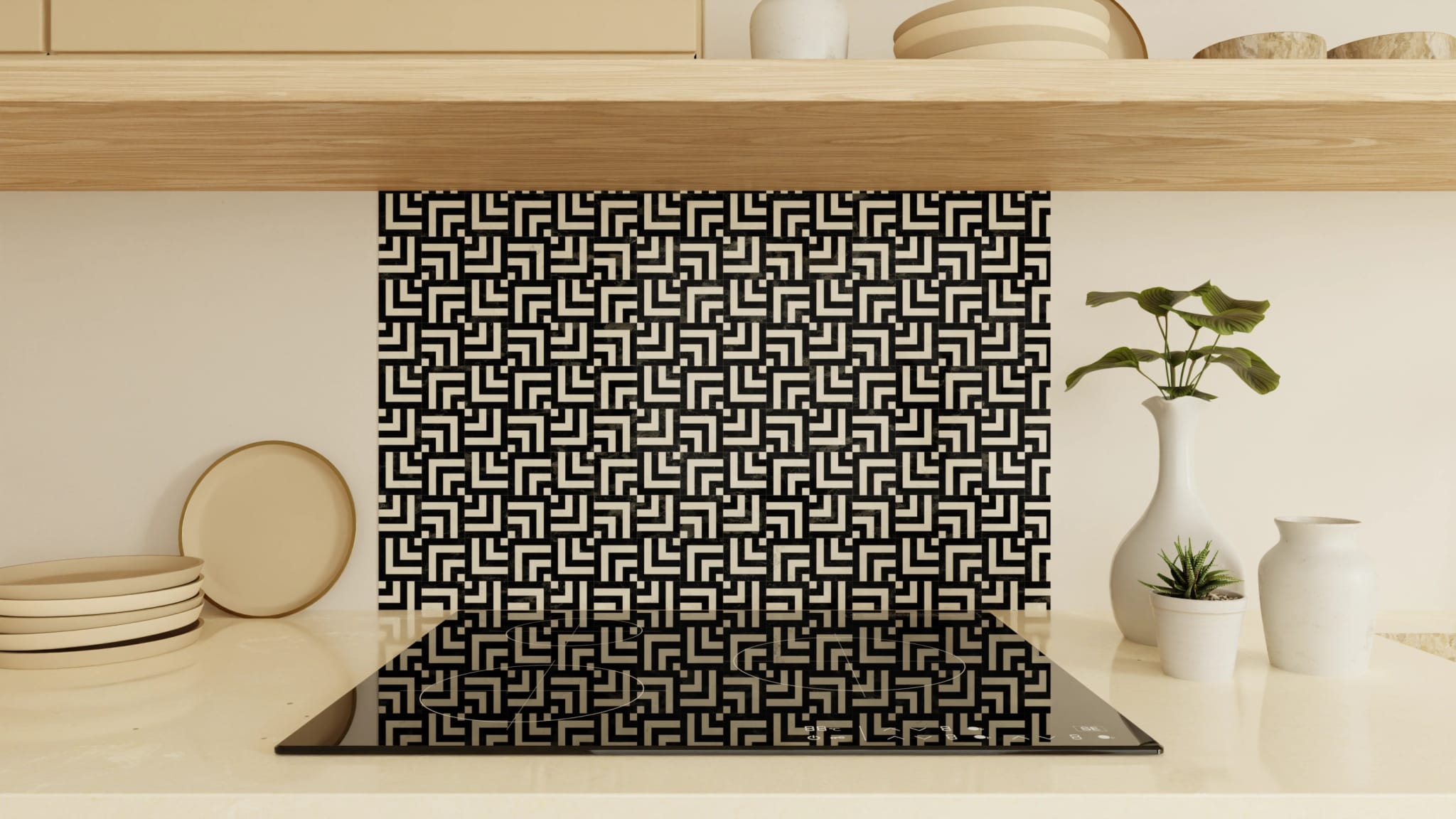 Spritzschutz - Labyrinth Schwarz-Beige