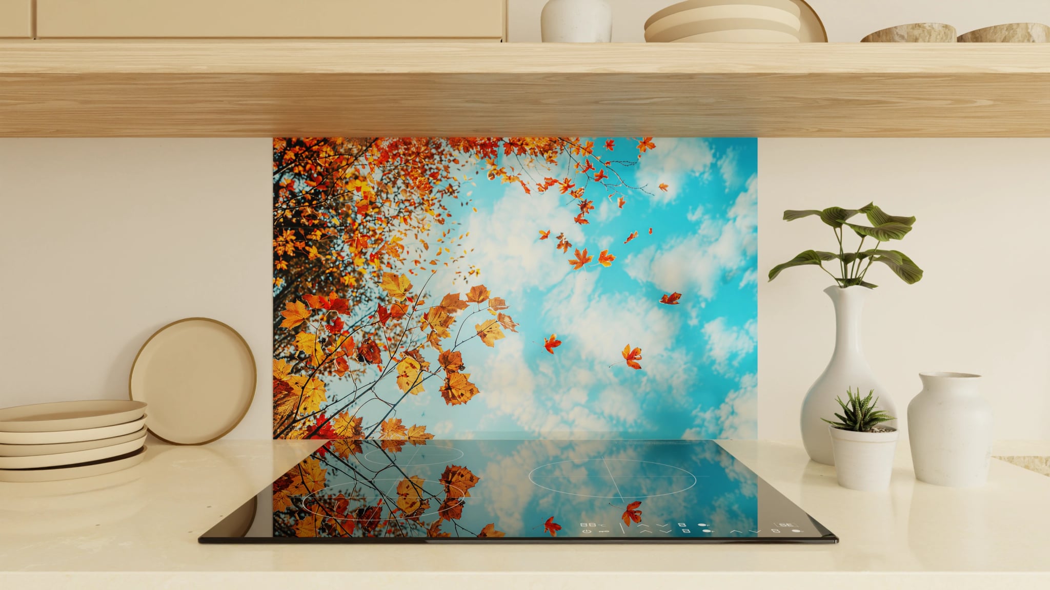 Spritzschutz - Herbstlaub Himmelblau – Bild 1