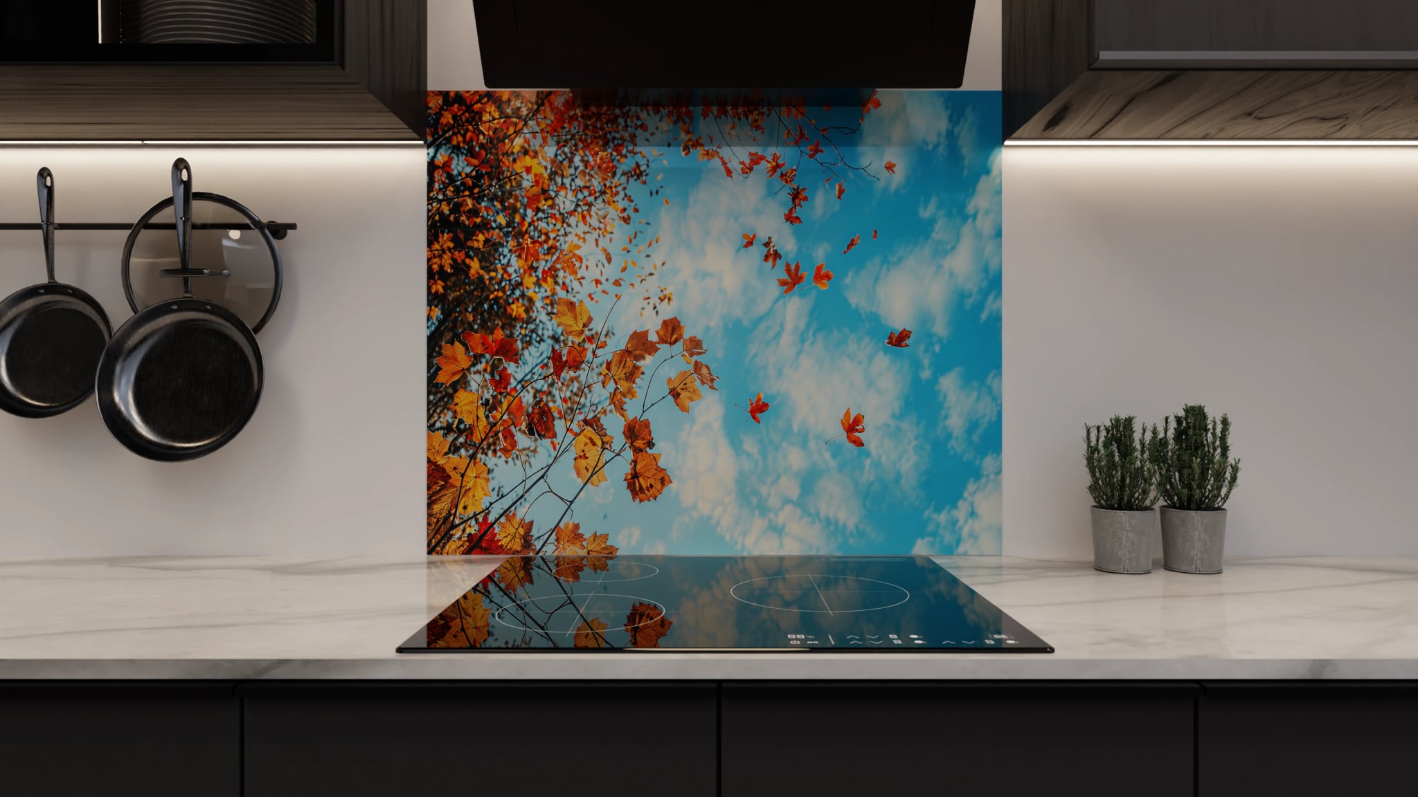 Spritzschutz - Herbstlaub Himmelblau – Bild 3