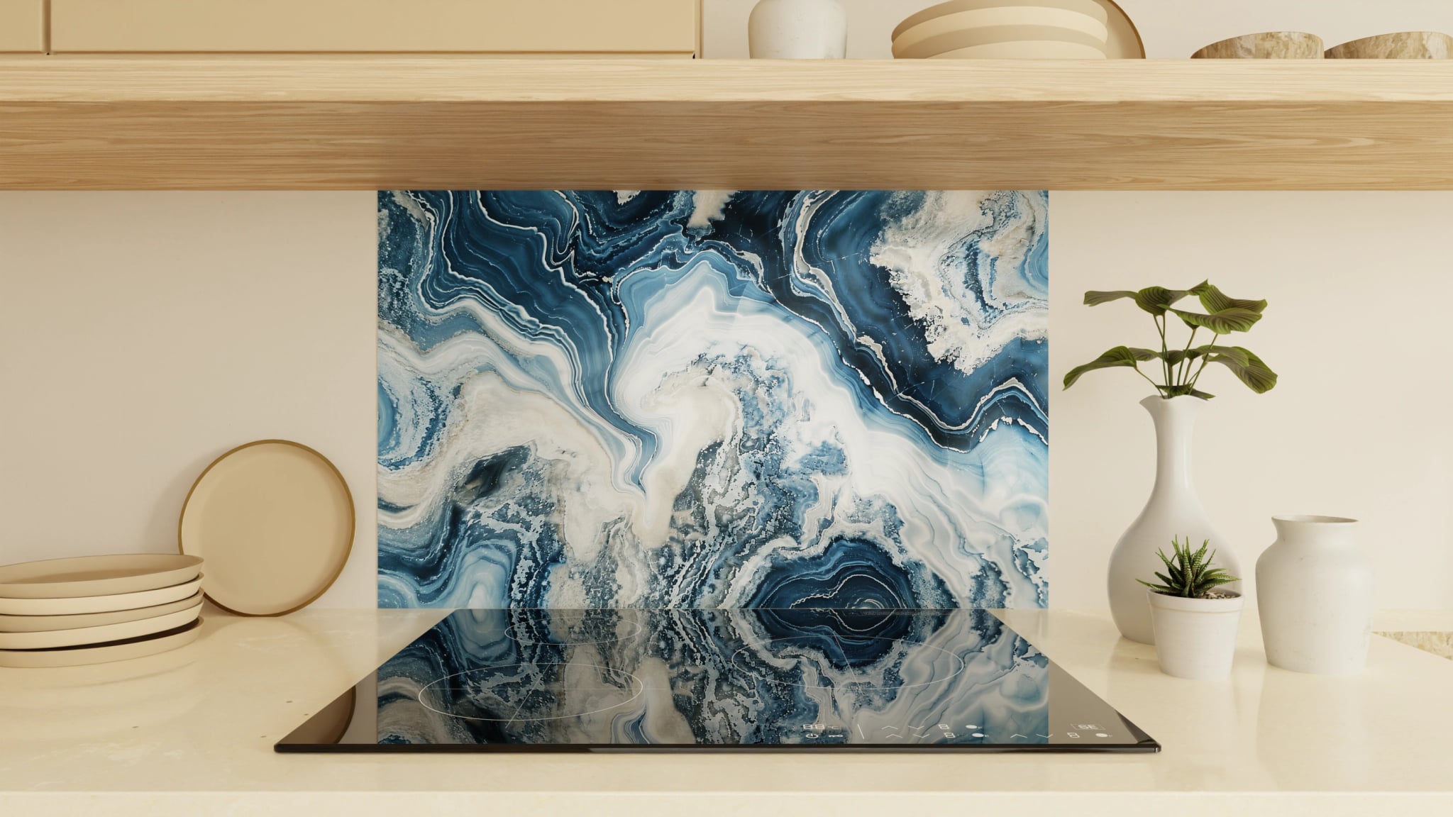 Spritzschutz - Onyx-Marmor Blau-Sand – Bild 1