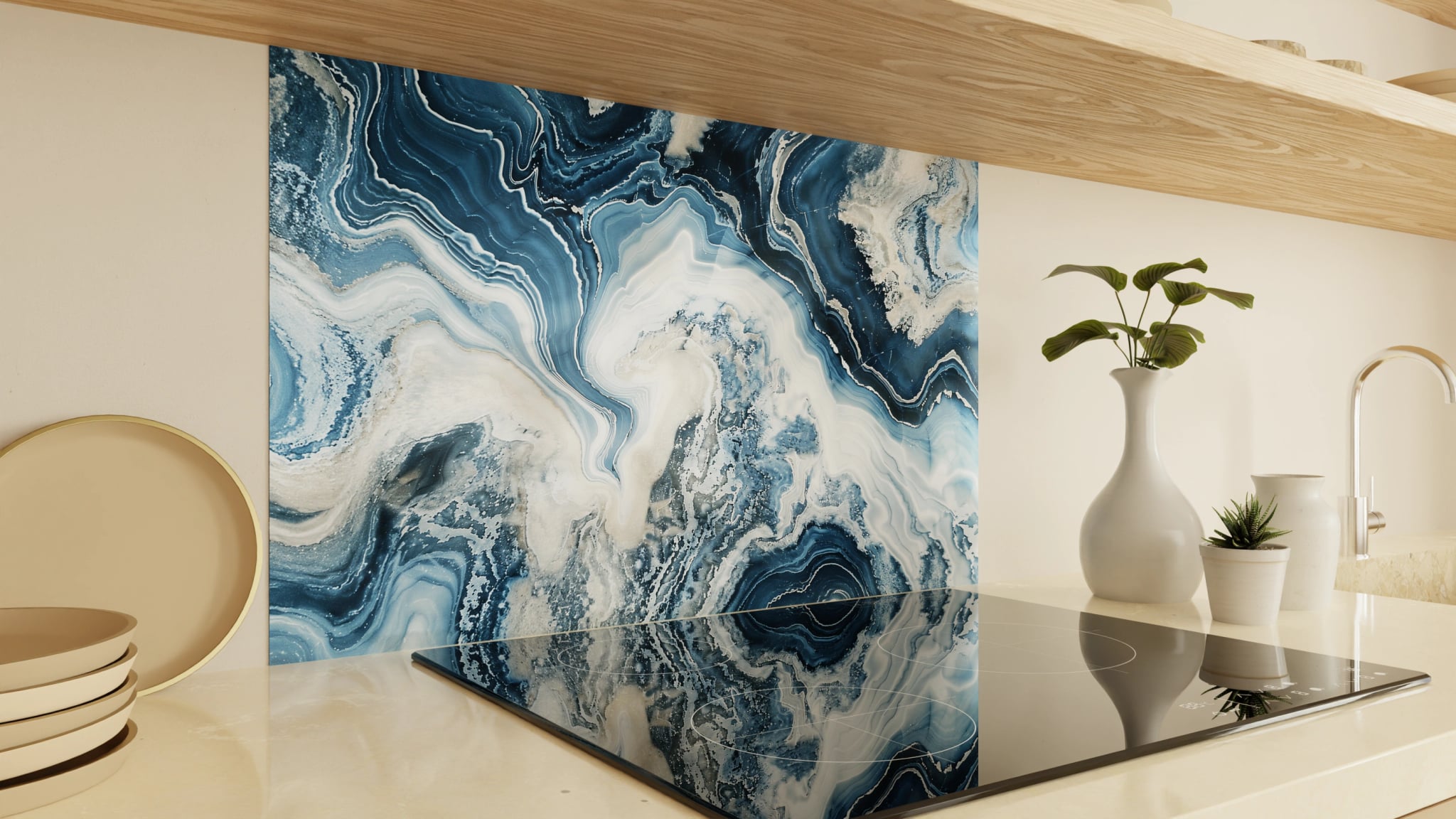 Spritzschutz - Onyx-Marmor Blau-Sand – Bild 2