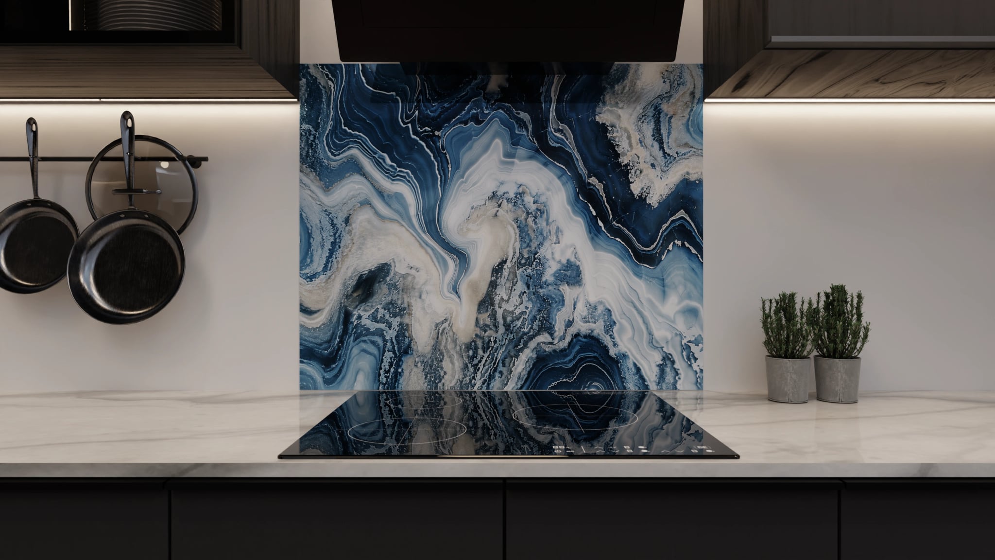 Spritzschutz - Onyx-Marmor Blau-Sand – Bild 3