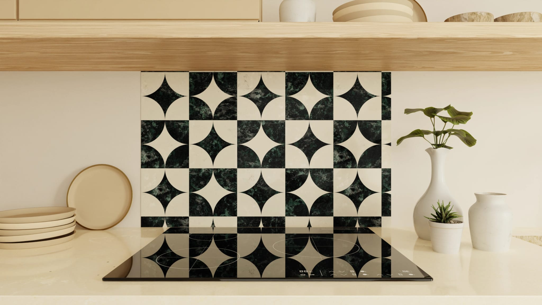 Spritzschutz - Marmor Quatrefoil Dunkelgrün