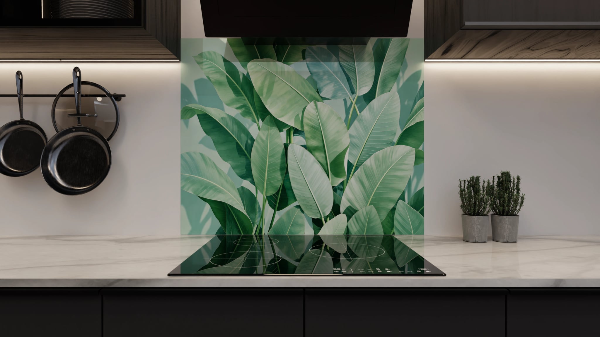 Spritzschutz - Bananenblätter Mintgrün – Bild 3