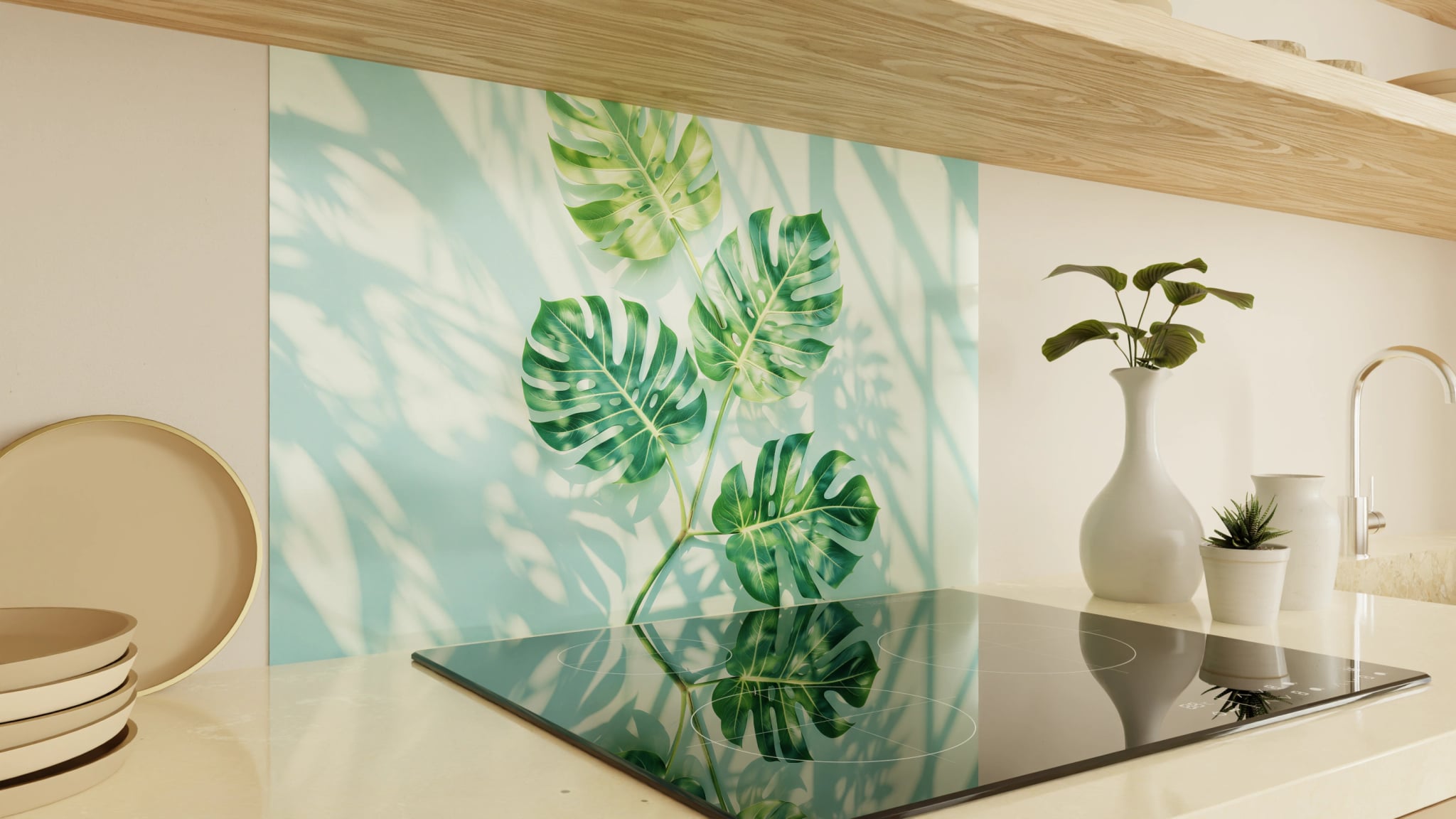 Spritzschutz - Monstera Schattenspiel Mint – Bild 2