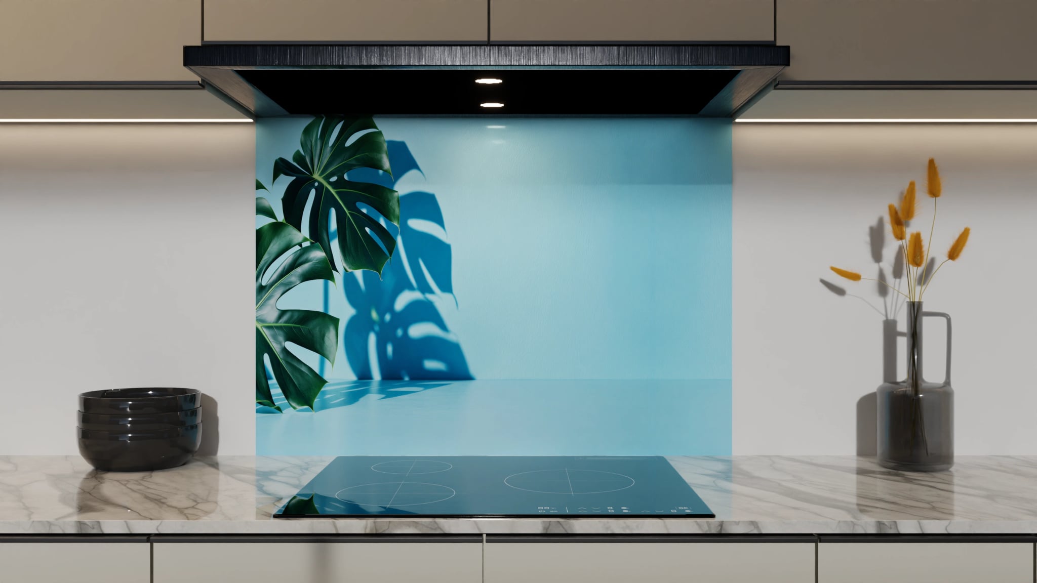 Spritzschutz - Monstera Hellblau Minimal – Bild 5