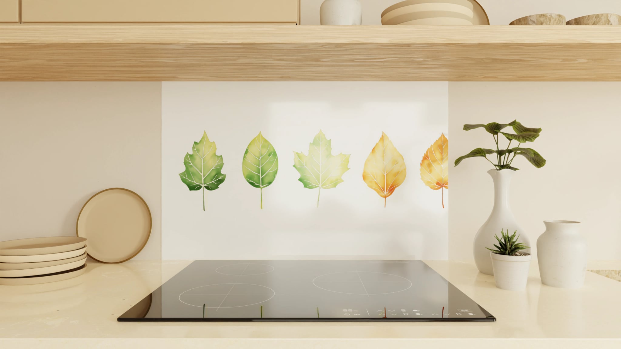 Spritzschutz - Blätter Aquarell Jahreszeiten – Bild 1