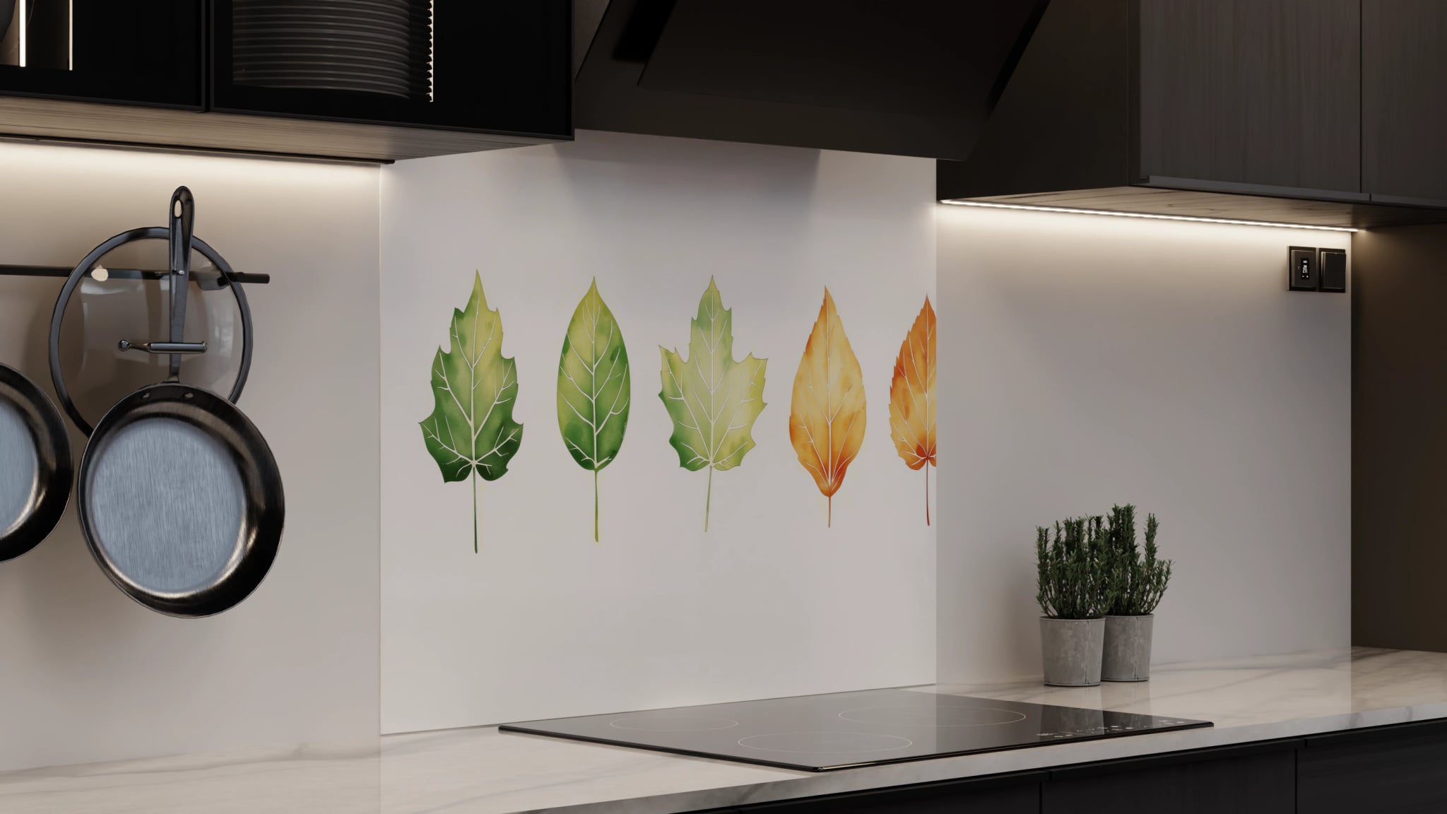 Spritzschutz - Blätter Aquarell Jahreszeiten – Bild 4