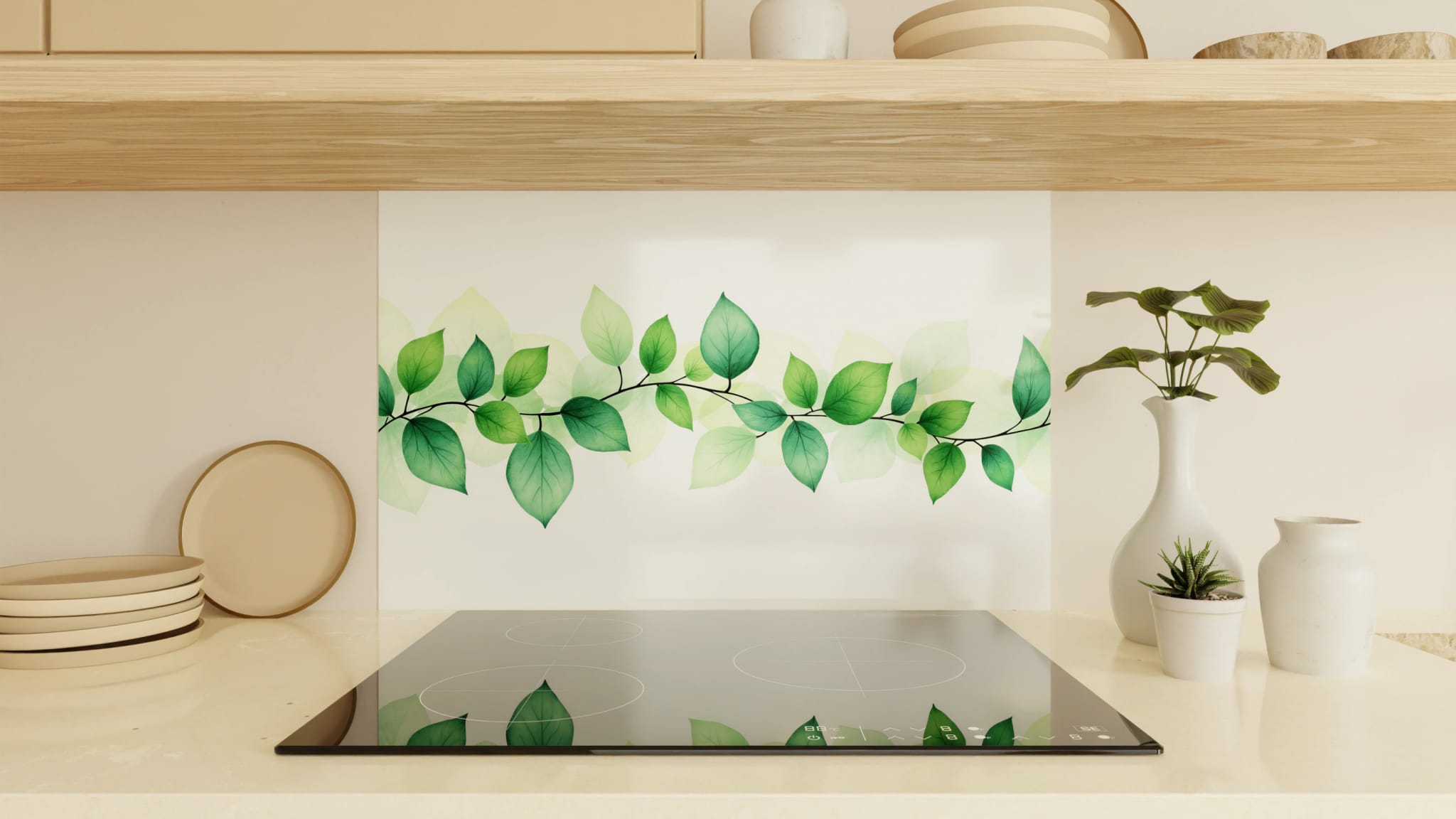 Spritzschutz - Blätterranke Aquarell
