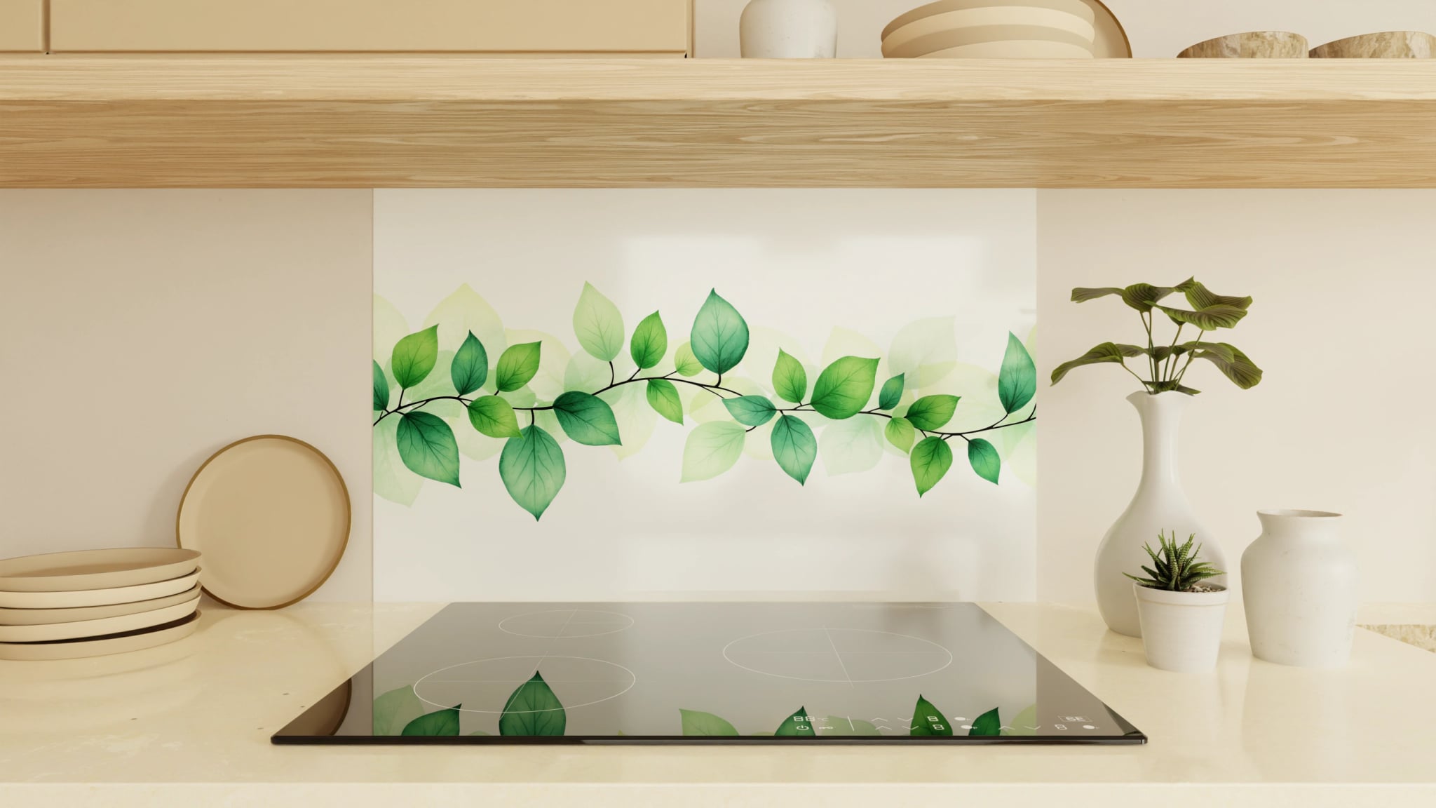 Spritzschutz - Blätterranke Aquarell – Bild 1