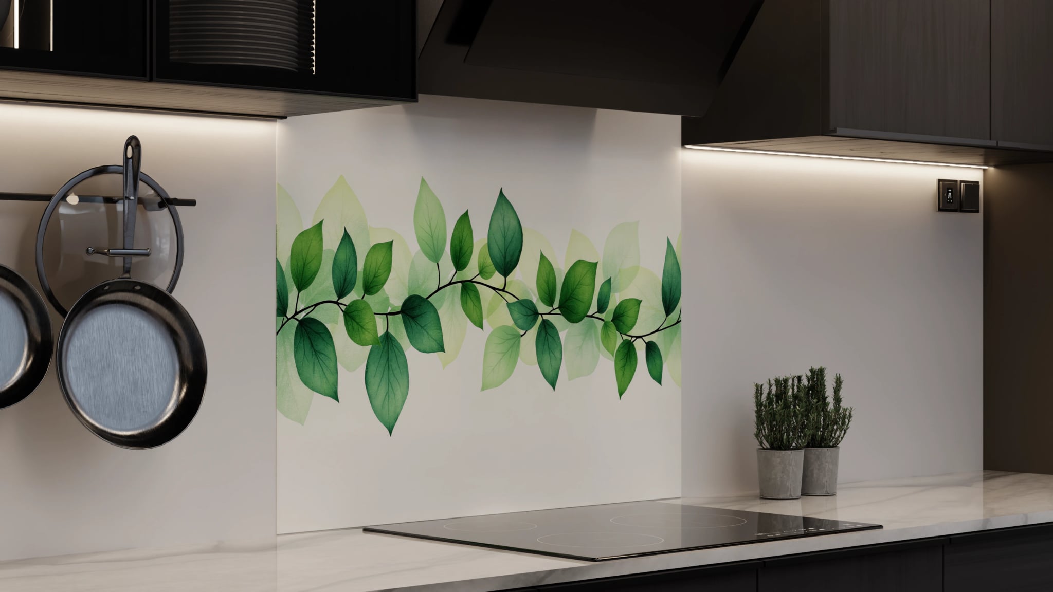 Spritzschutz - Blätterranke Aquarell – Bild 4