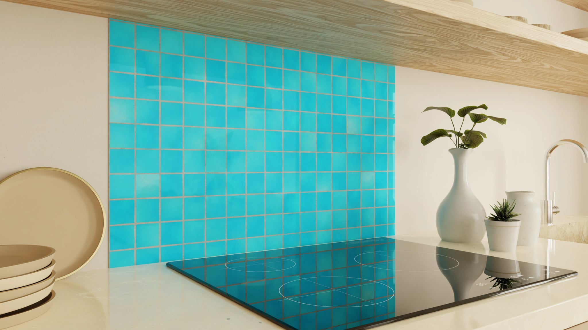 Spritzschutz - Pool-Fliesen Türkis – Bild 2
