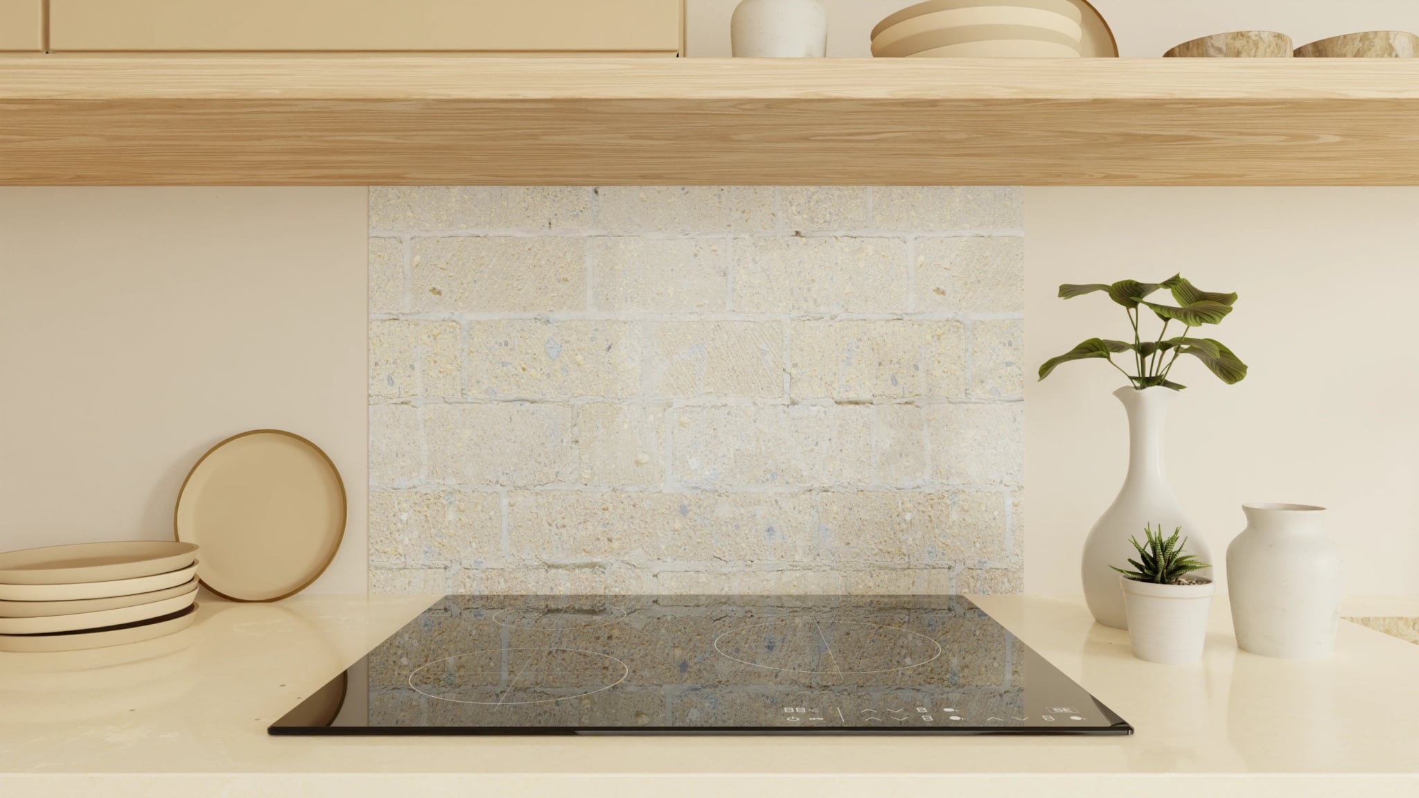 Spritzschutz - Sandstein-Mauerwerk Creme – Bild 1