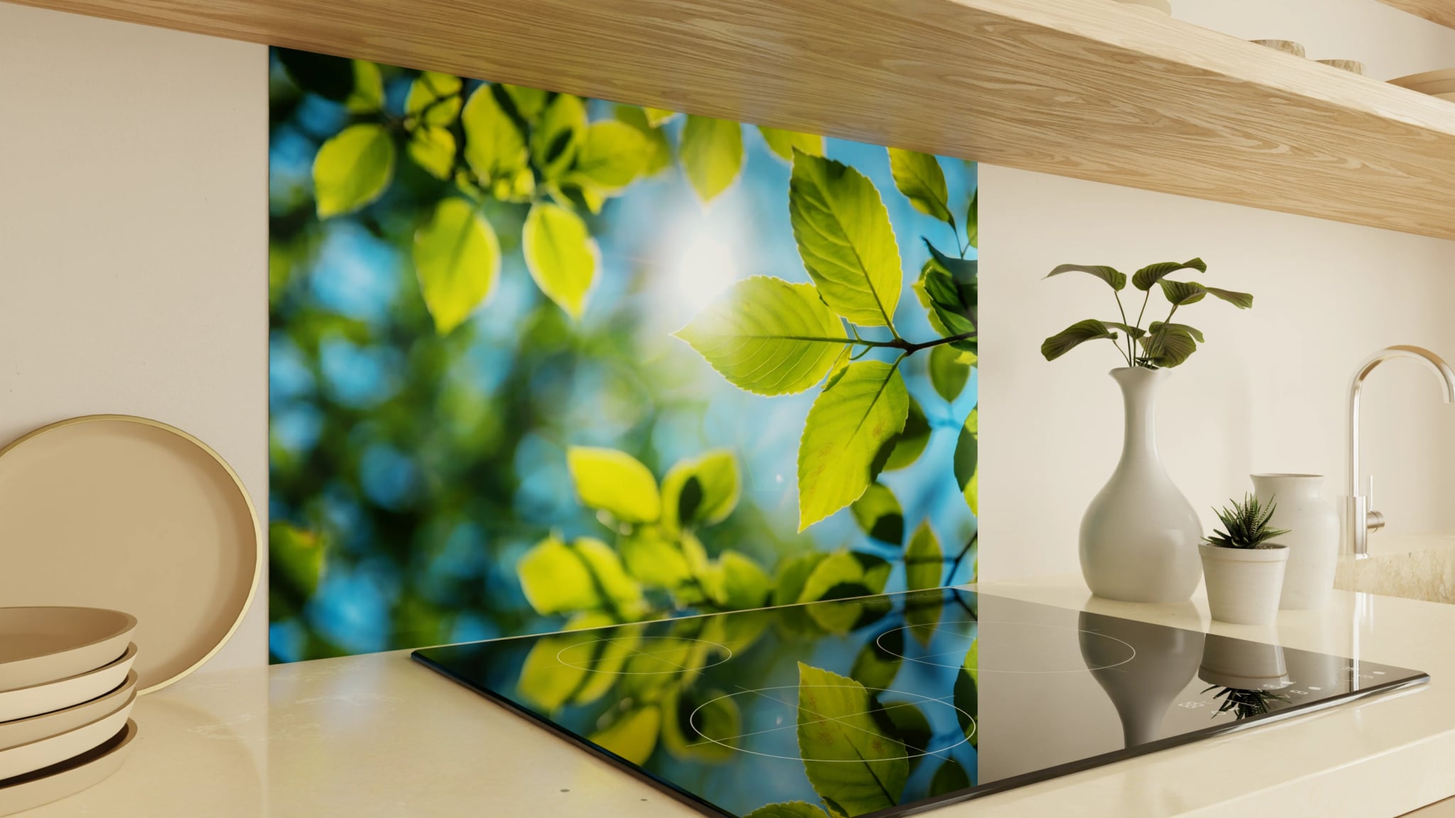 Spritzschutz - Blätter Sonnenlicht – Bild 2