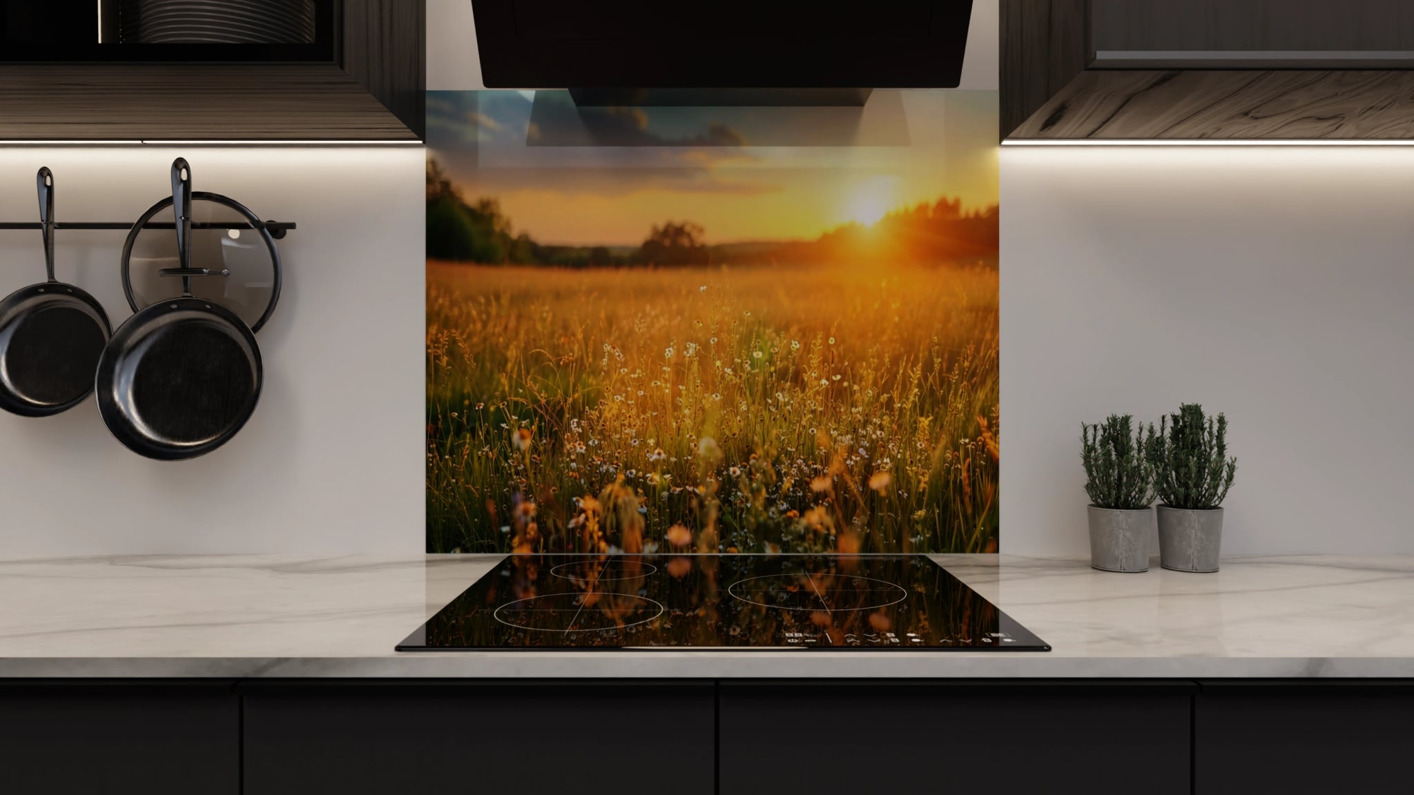 Spritzschutz - Sommerwiese Sonnenuntergang – Bild 3