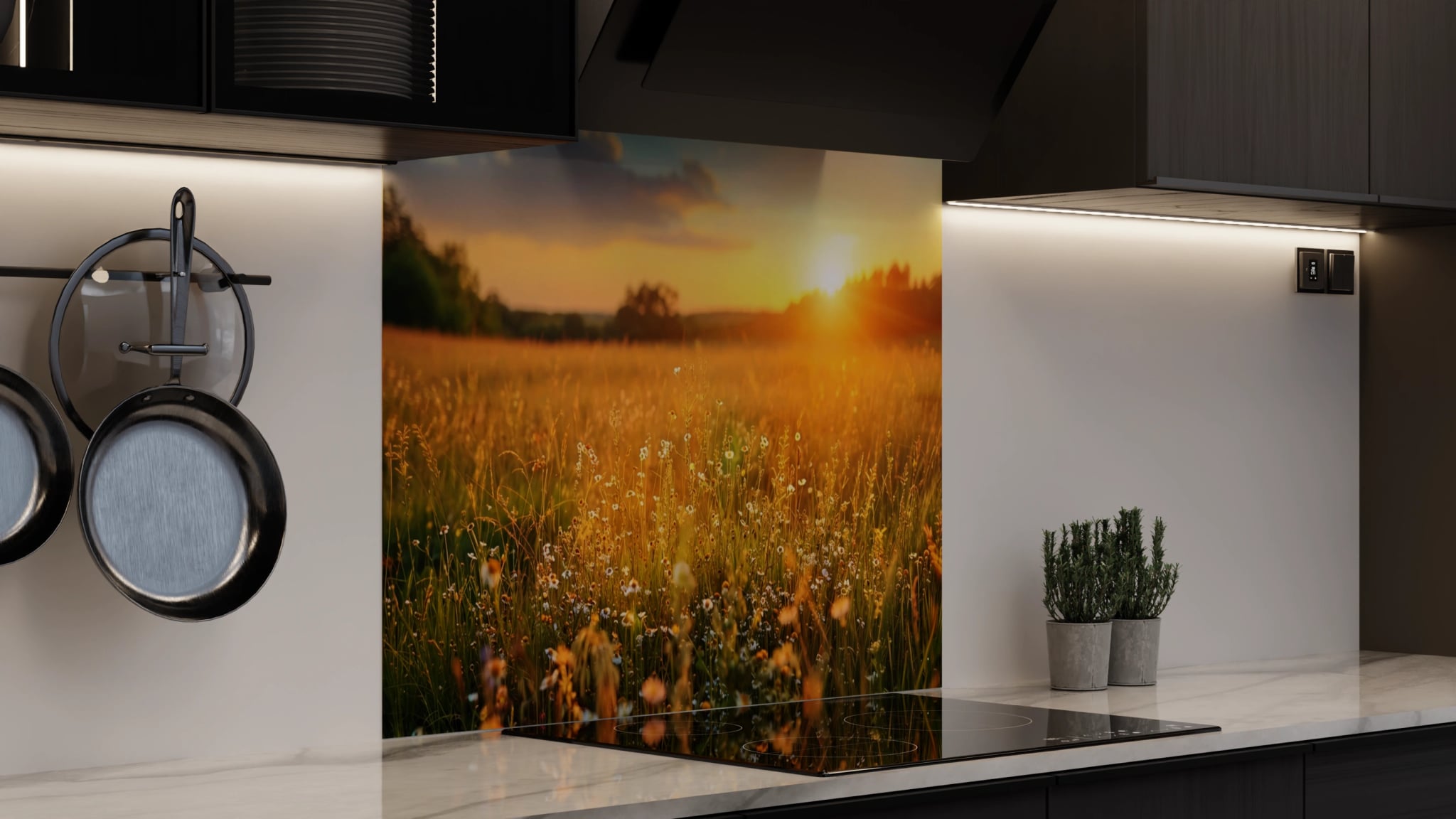 Spritzschutz - Sommerwiese Sonnenuntergang – Bild 4