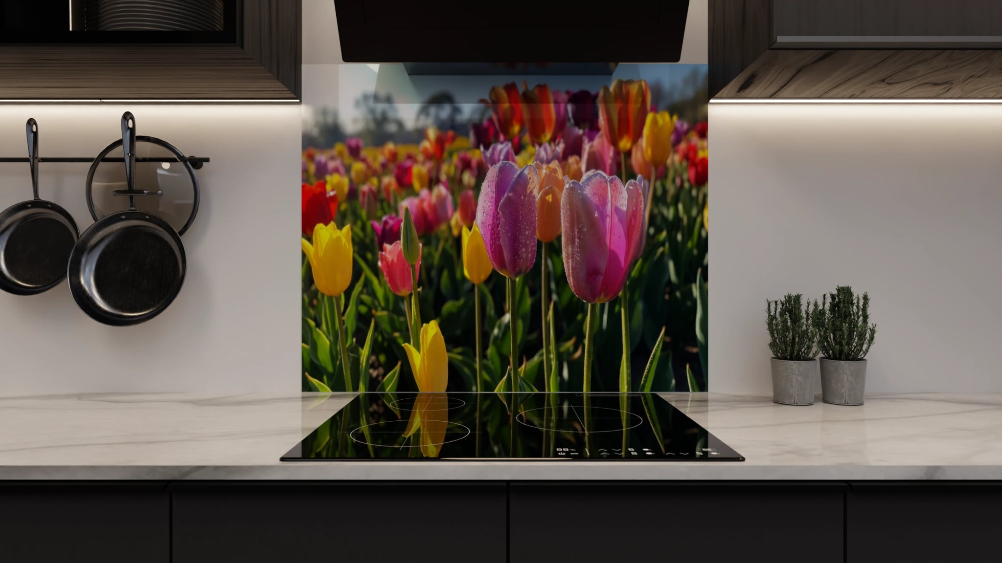 Spritzschutz - Tulpen Bunt Regentropfen – Bild 3