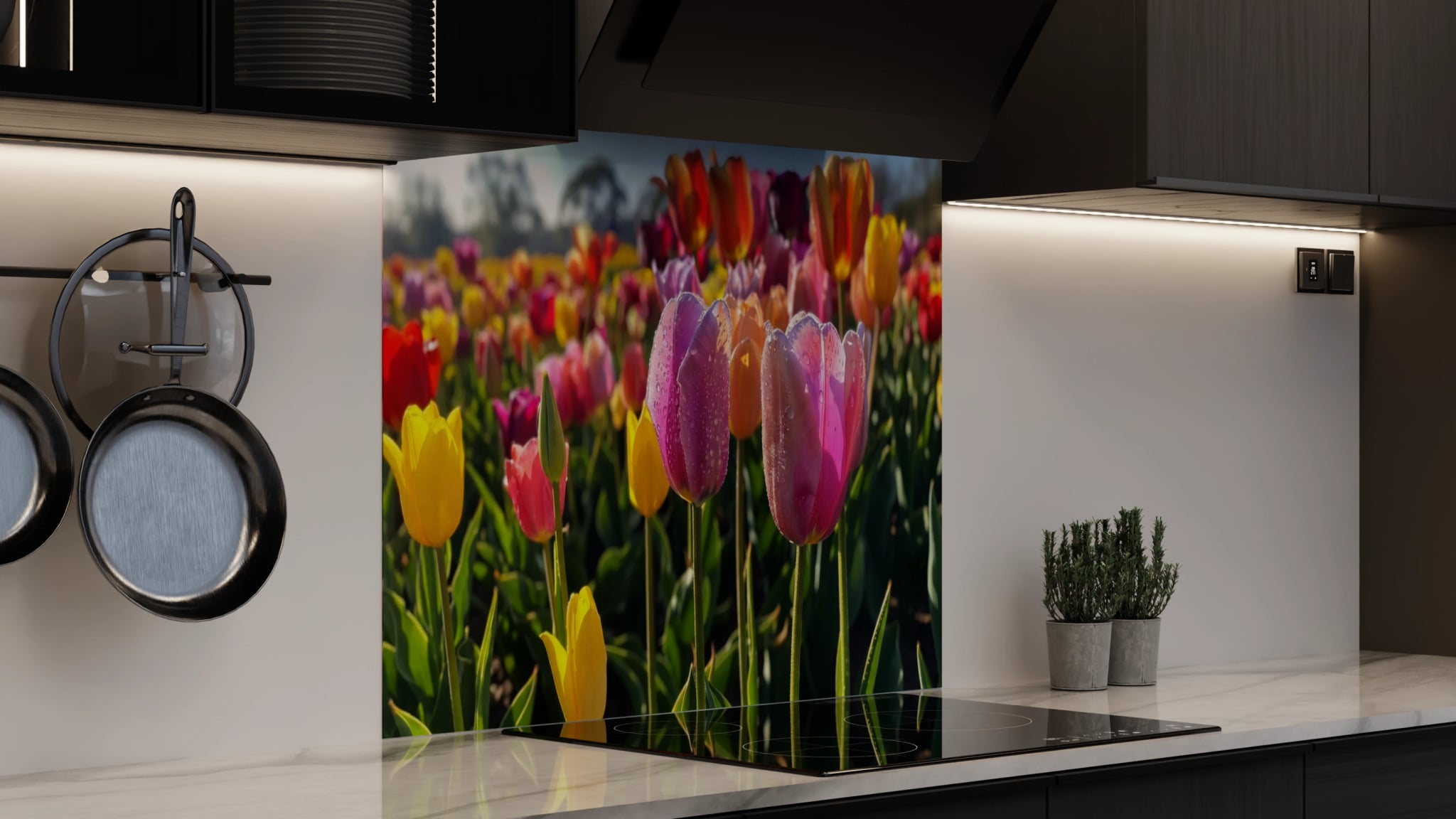 Spritzschutz - Tulpen Bunt Regentropfen – Bild 4