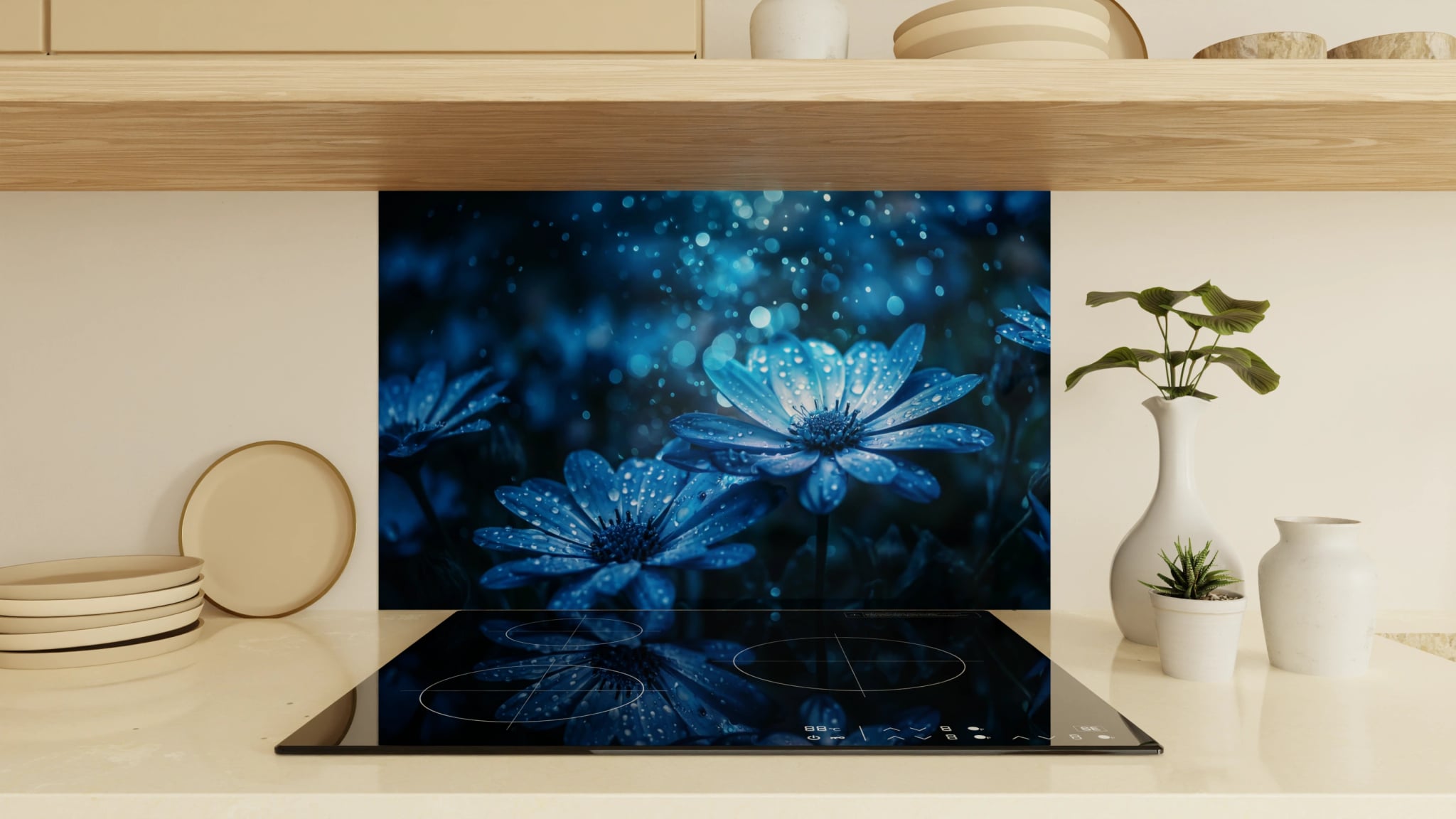 Spritzschutz - Anemonen Blau Nacht – Bild 1