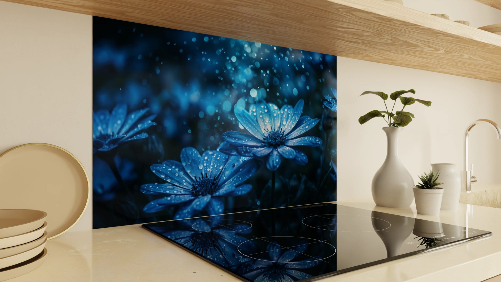 Spritzschutz - Anemonen Blau Nacht – Bild 2