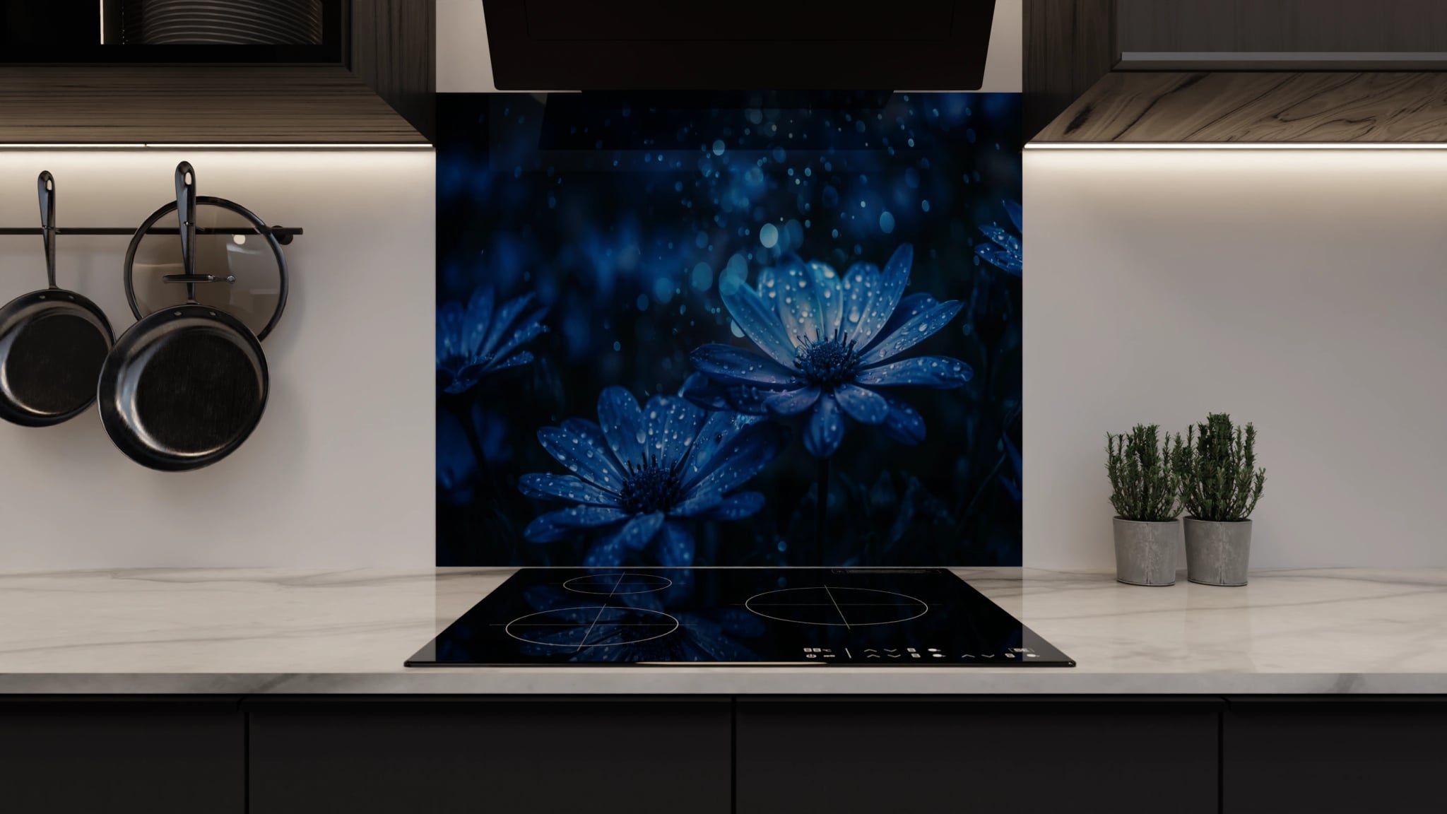 Spritzschutz - Anemonen Blau Nacht – Bild 3
