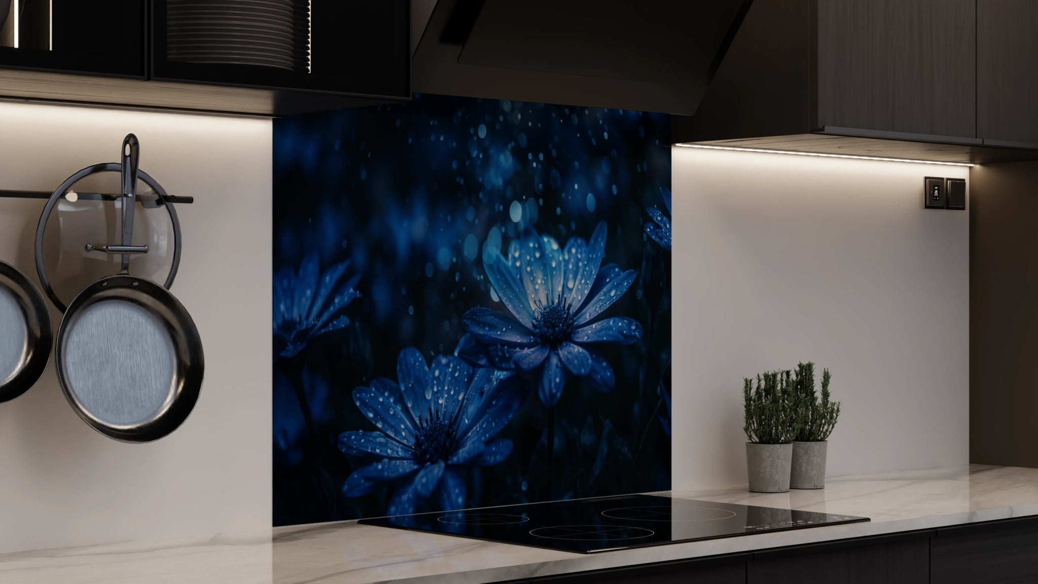 Spritzschutz - Anemonen Blau Nacht – Bild 4