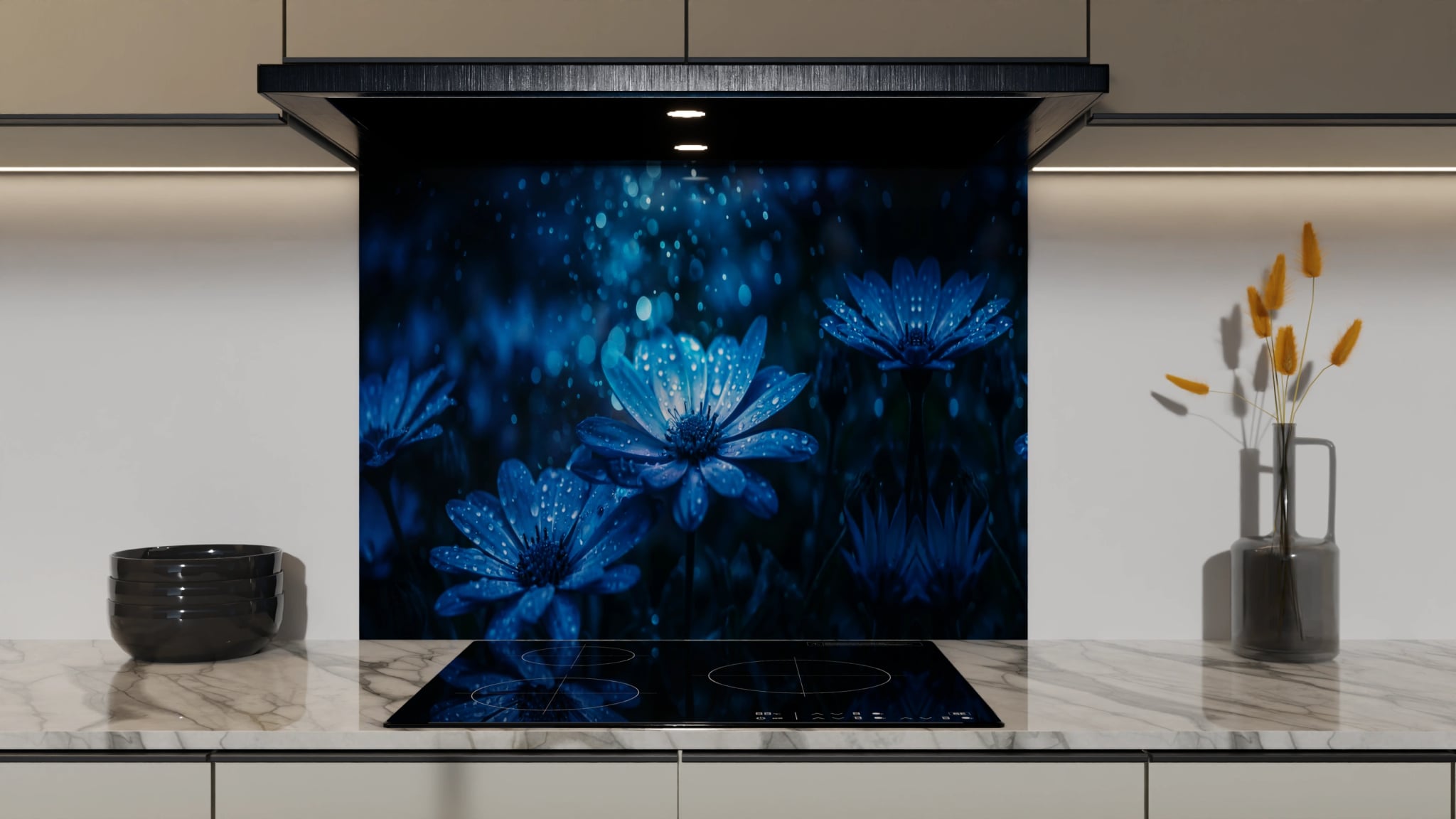 Spritzschutz - Anemonen Blau Nacht – Bild 5