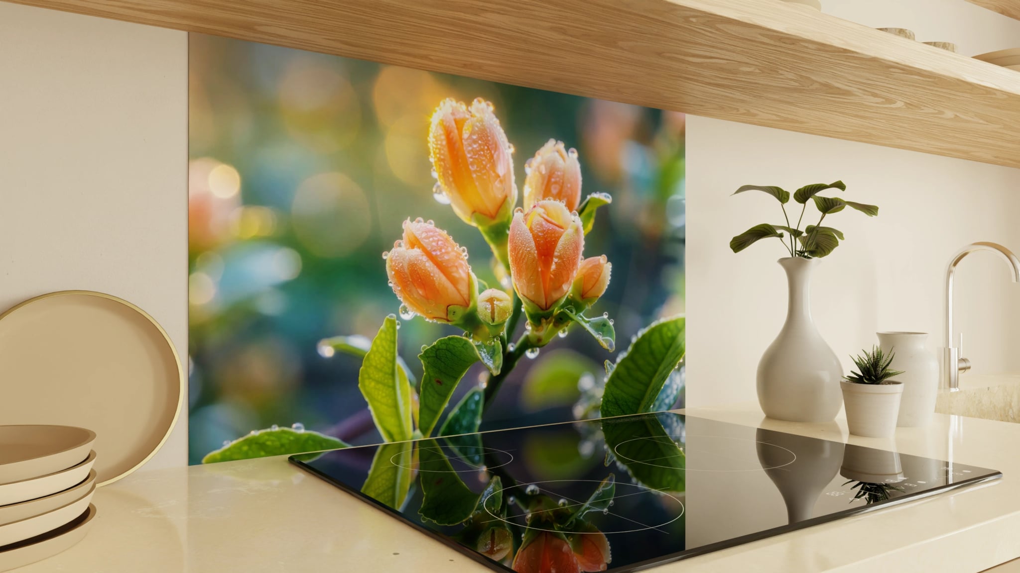Spritzschutz - Rosenknospen Pfirsich Tau – Bild 2
