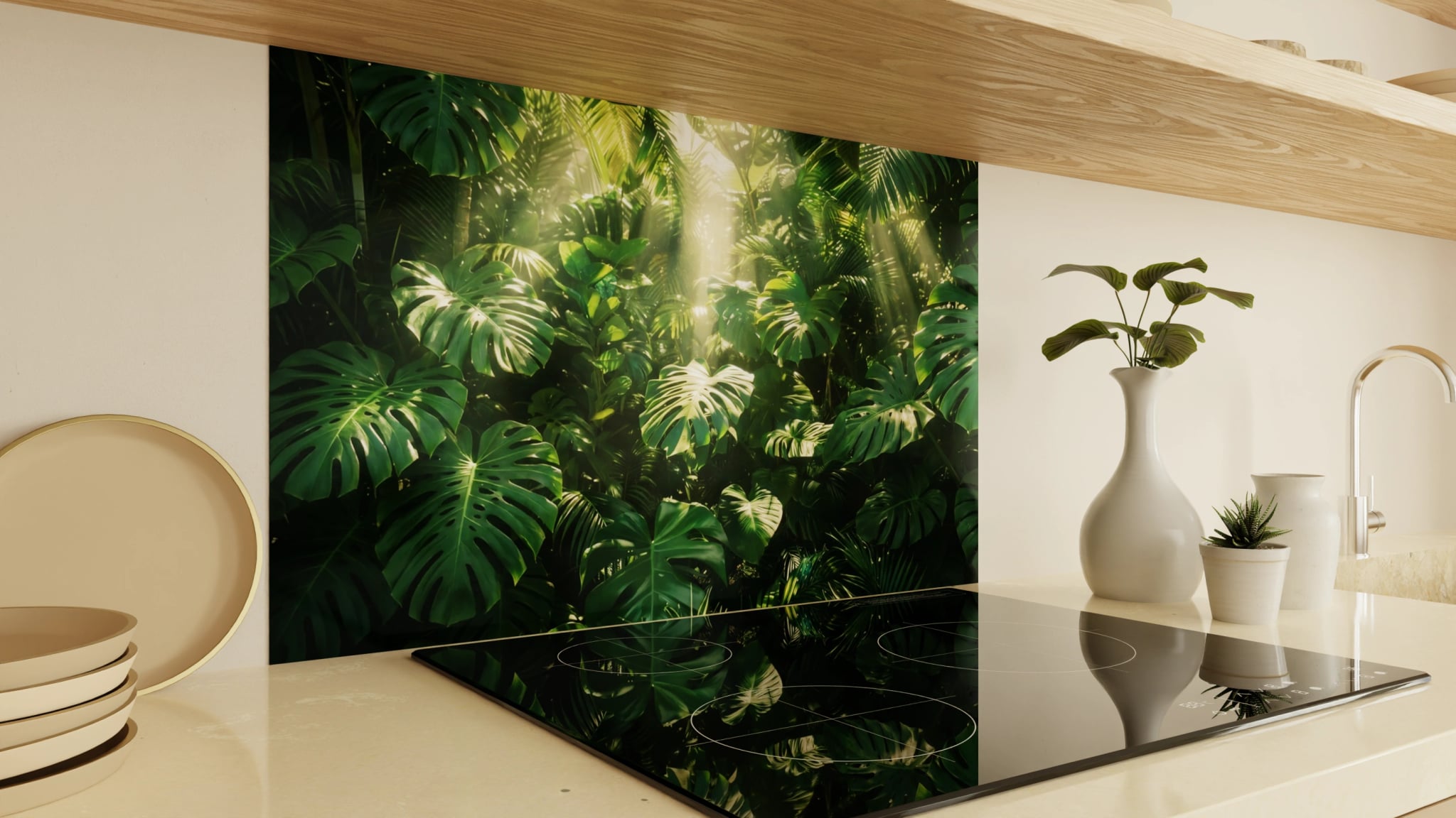 Spritzschutz - Monstera Dschungel Sonnenlicht – Bild 2